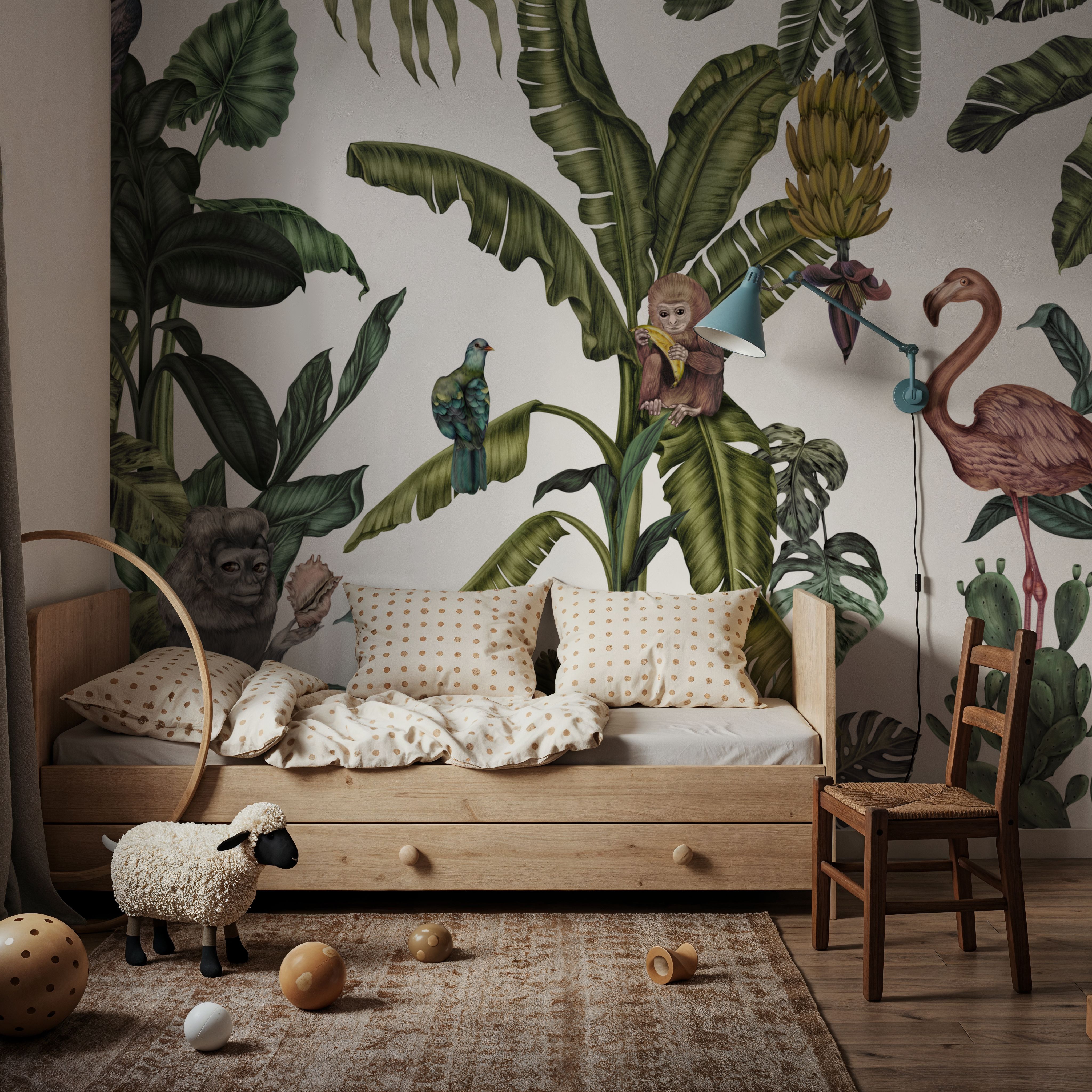 Monkeys With Birds, White