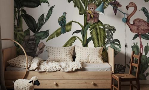 Monkeys With Birds, White