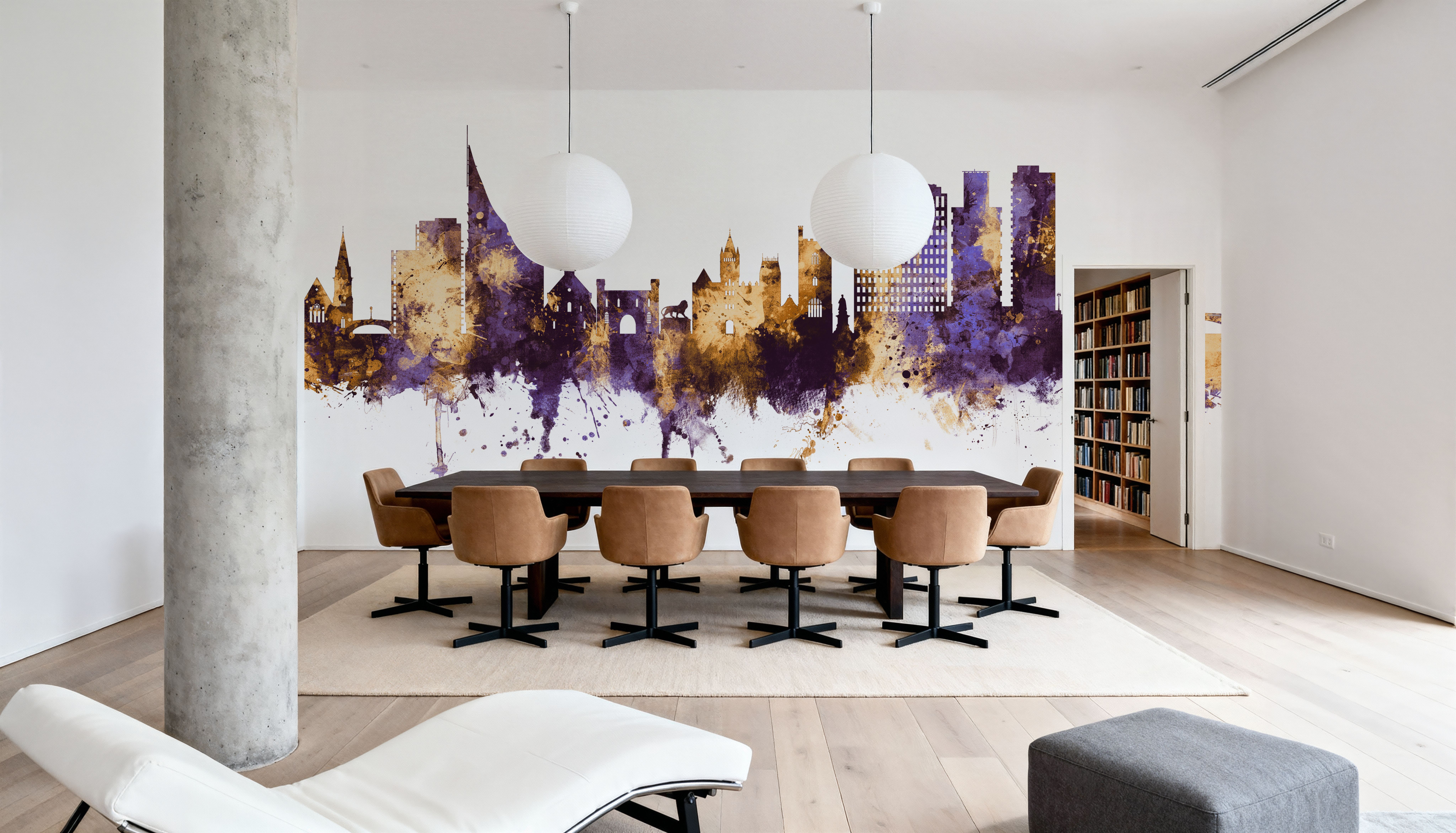 Reading England Skyline Purple & Gold