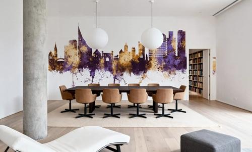 Reading England Skyline Purple & Gold