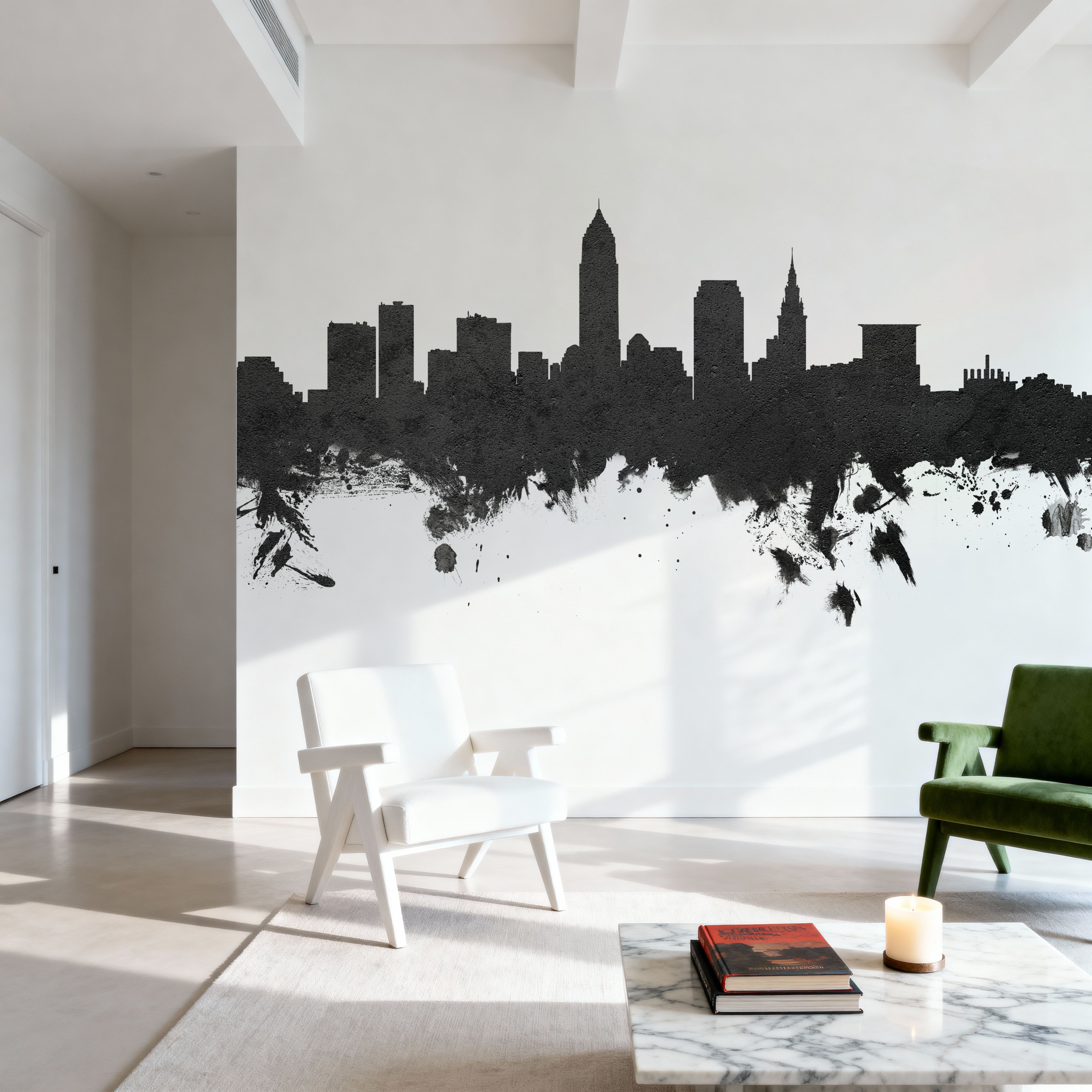 Cleveland Ohio Skyline Black & White