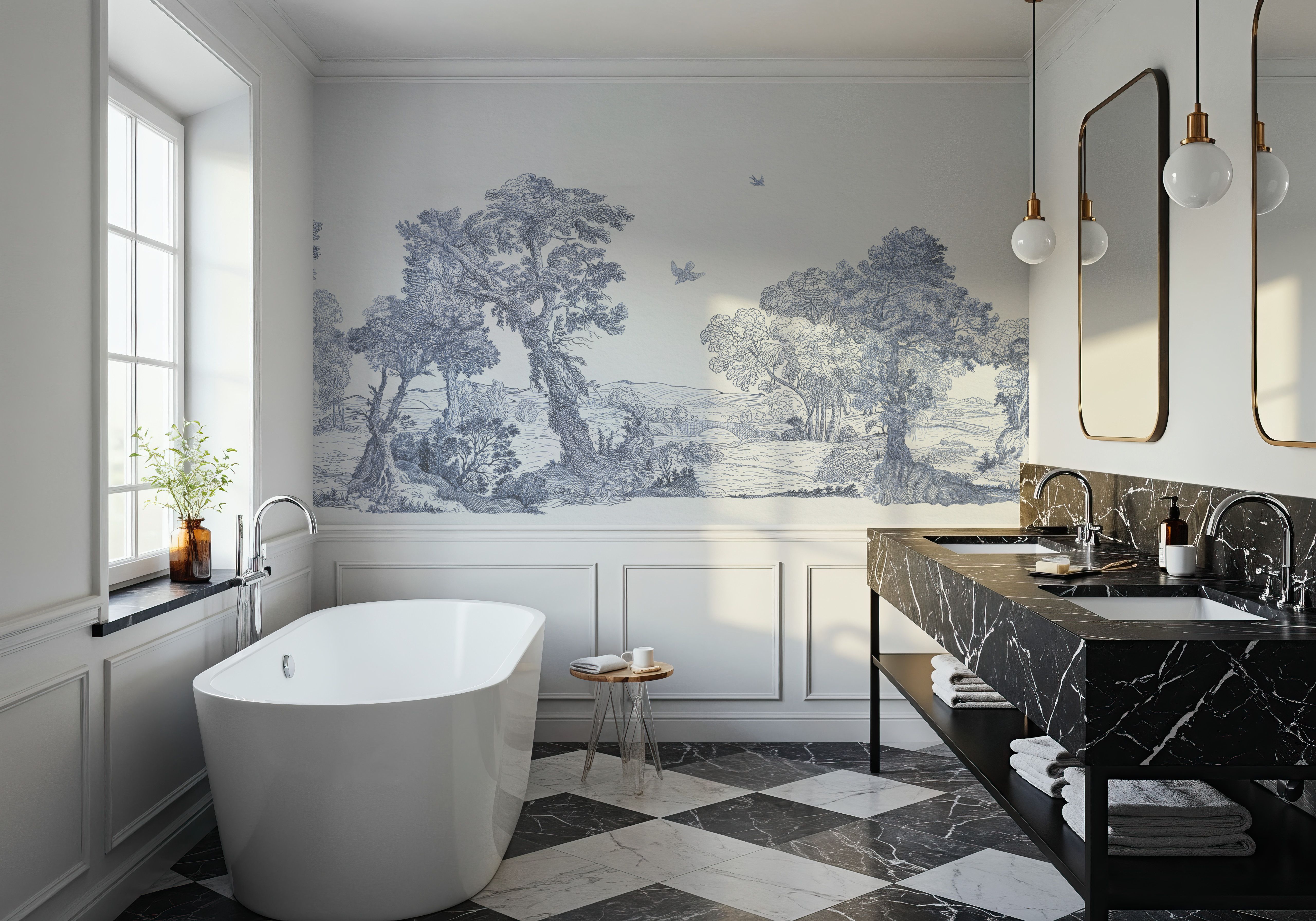 French Landscape, Dusty Blue