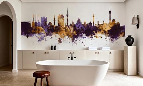 Hannover Germany Skyline Purple & Gold