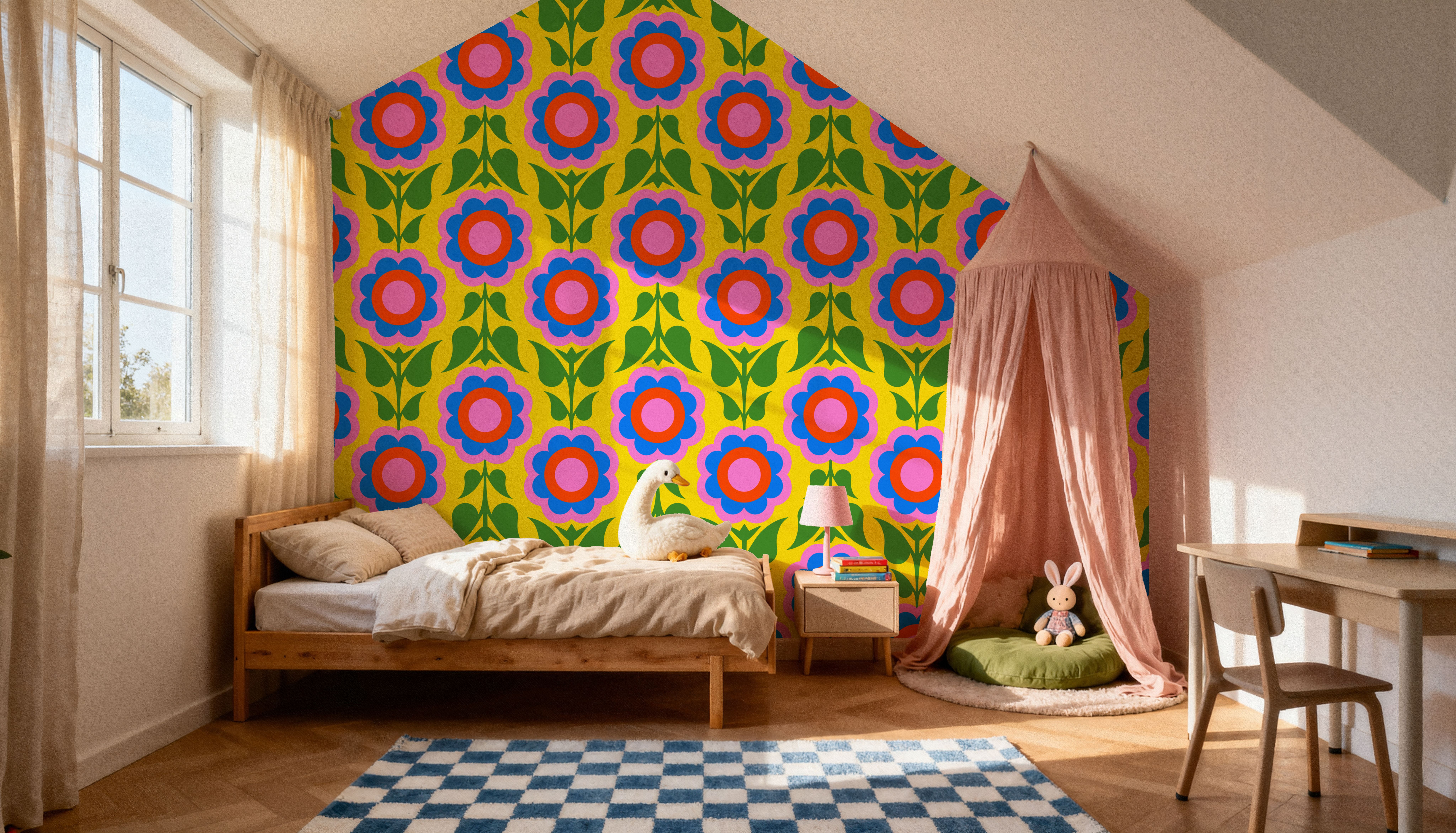 Retro Bold Blooms, Bright