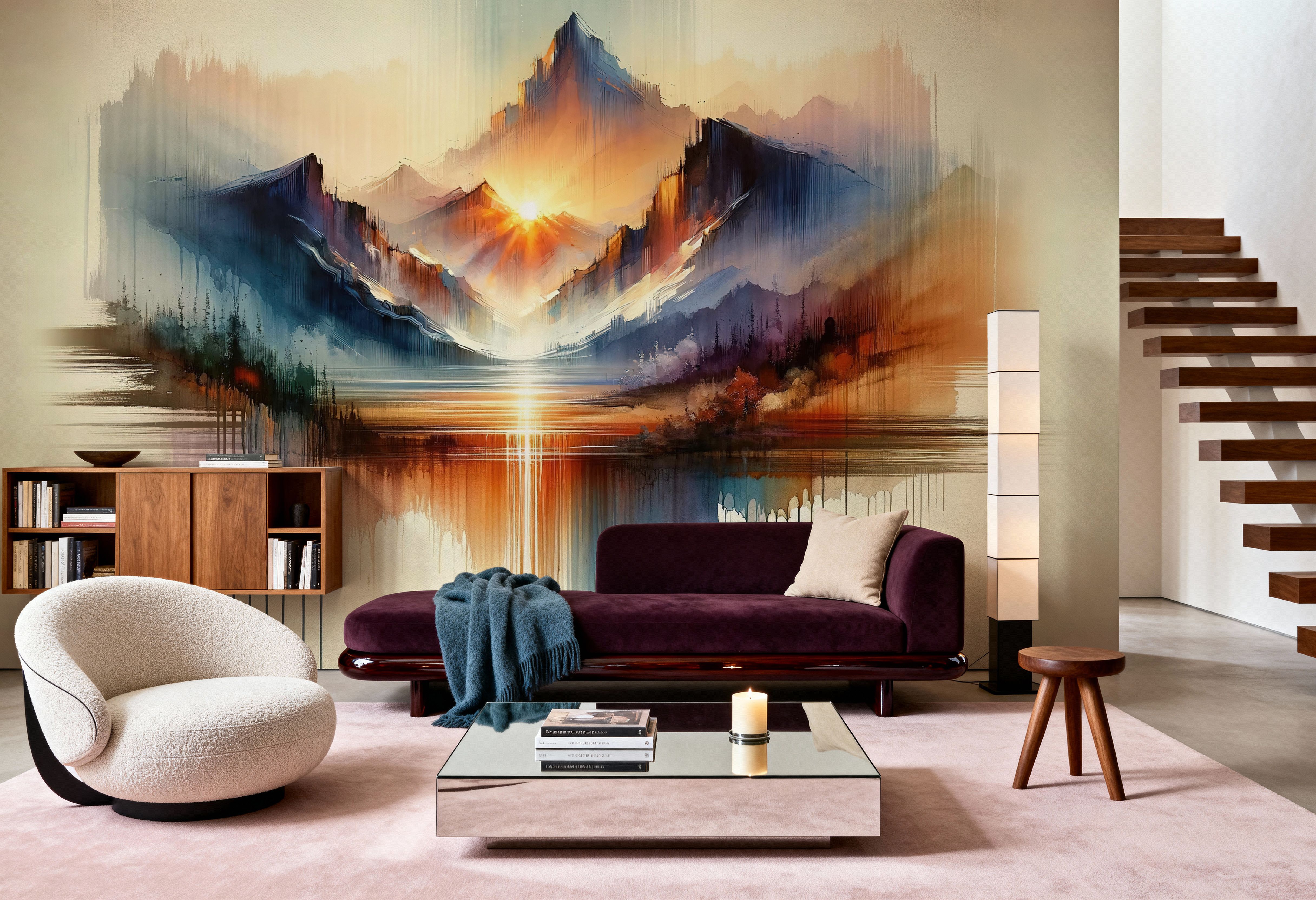 Watercolor Abstract Mountains