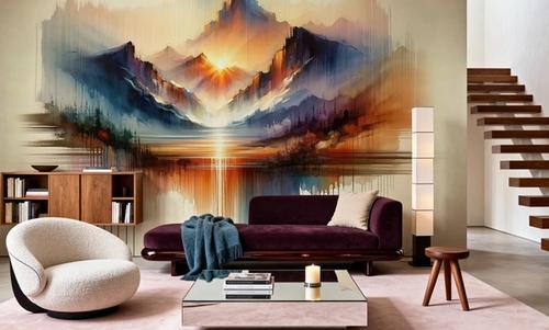 Watercolor Abstract Mountains