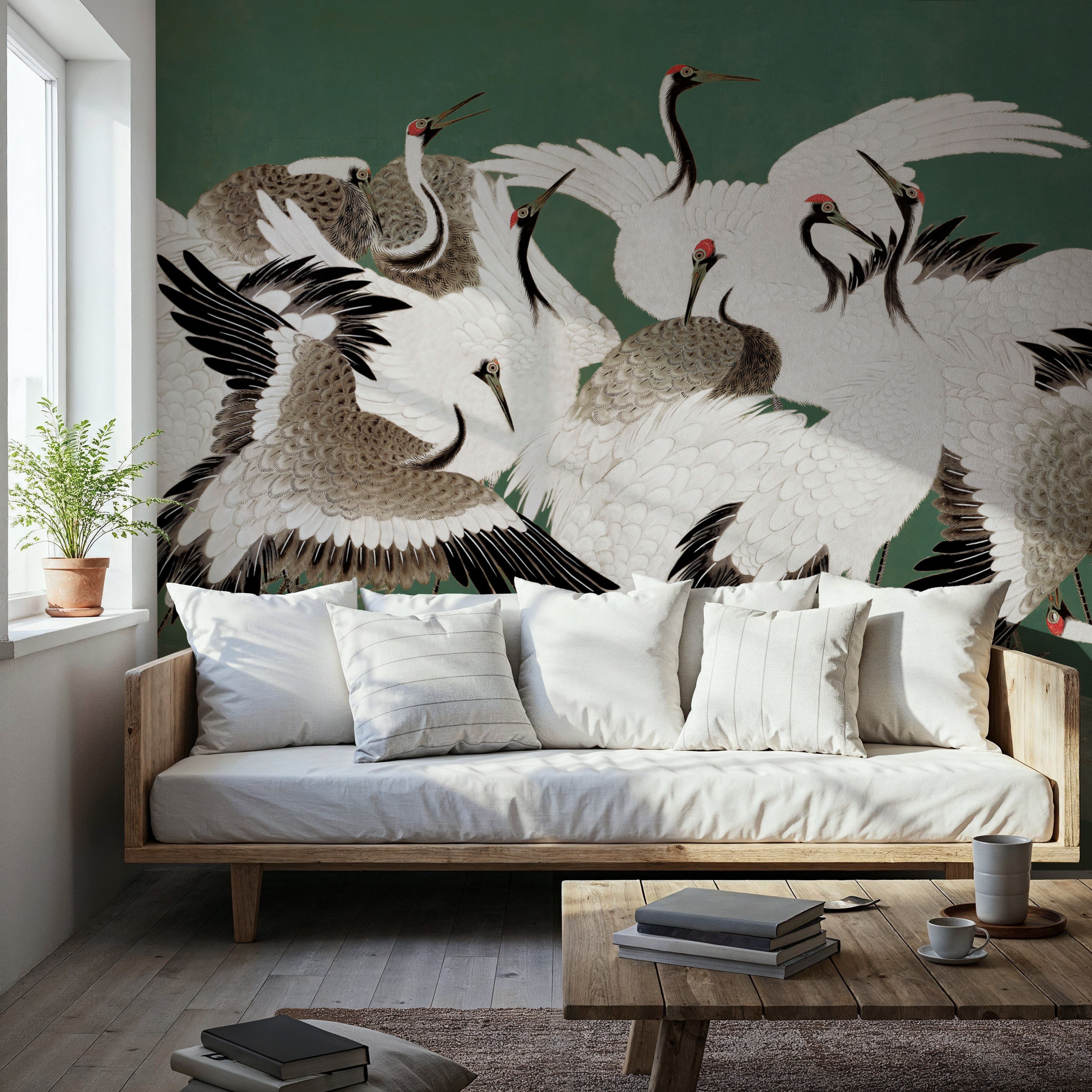 Japanese Flock of Cranes, Emerald