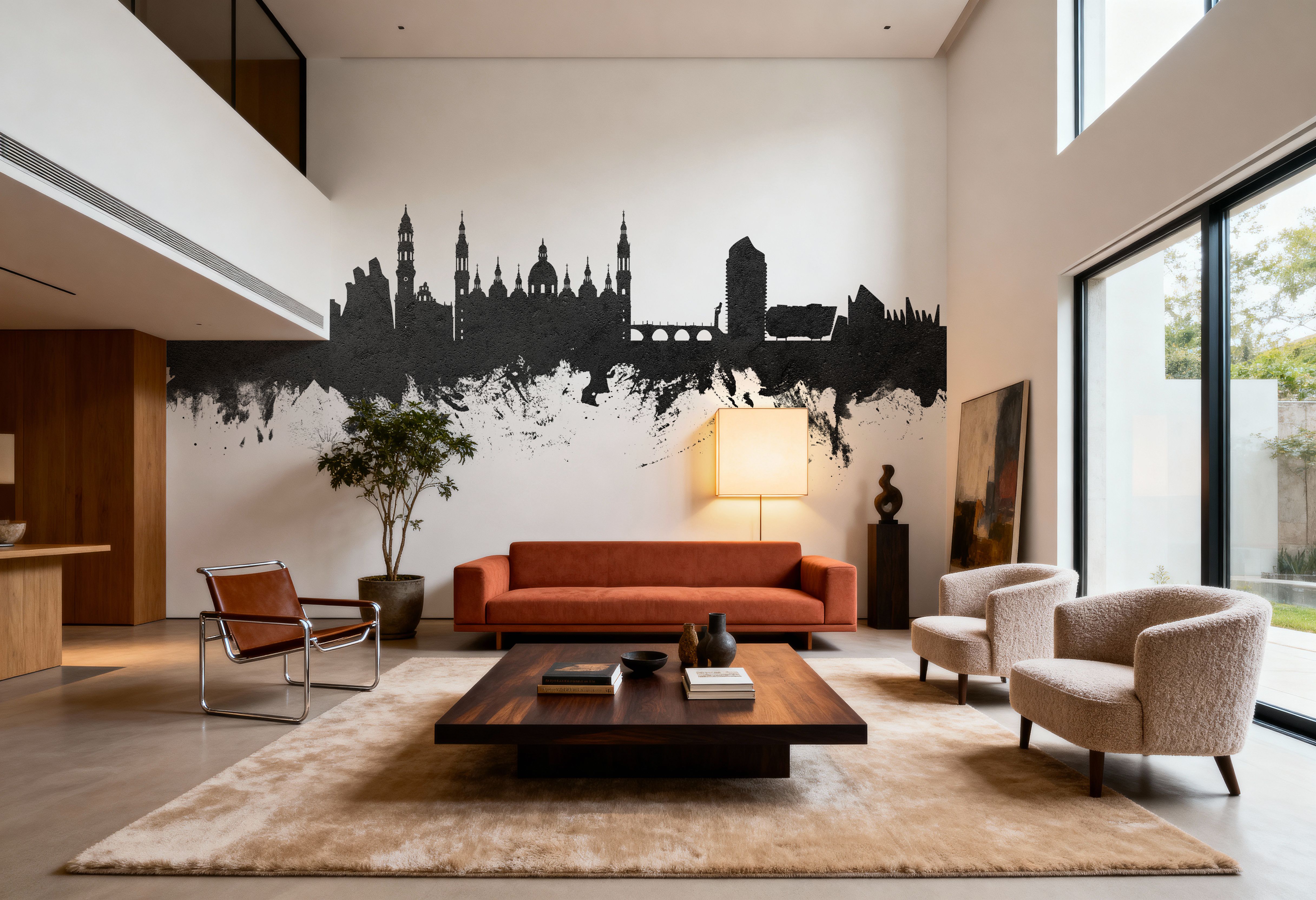 Zaragoza Spain Skyline Black & White, Wallpaper