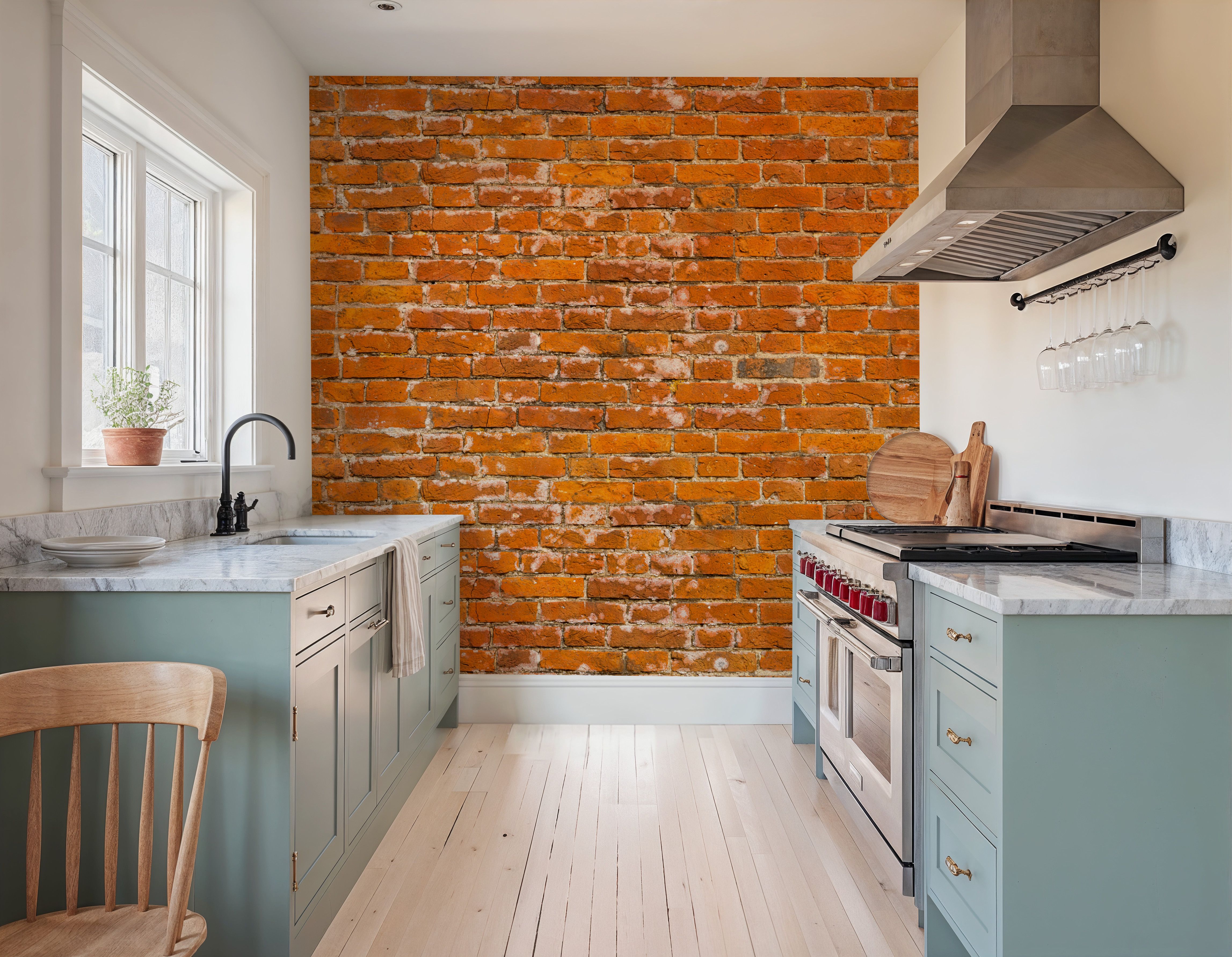 Weathered Red Brick Wall