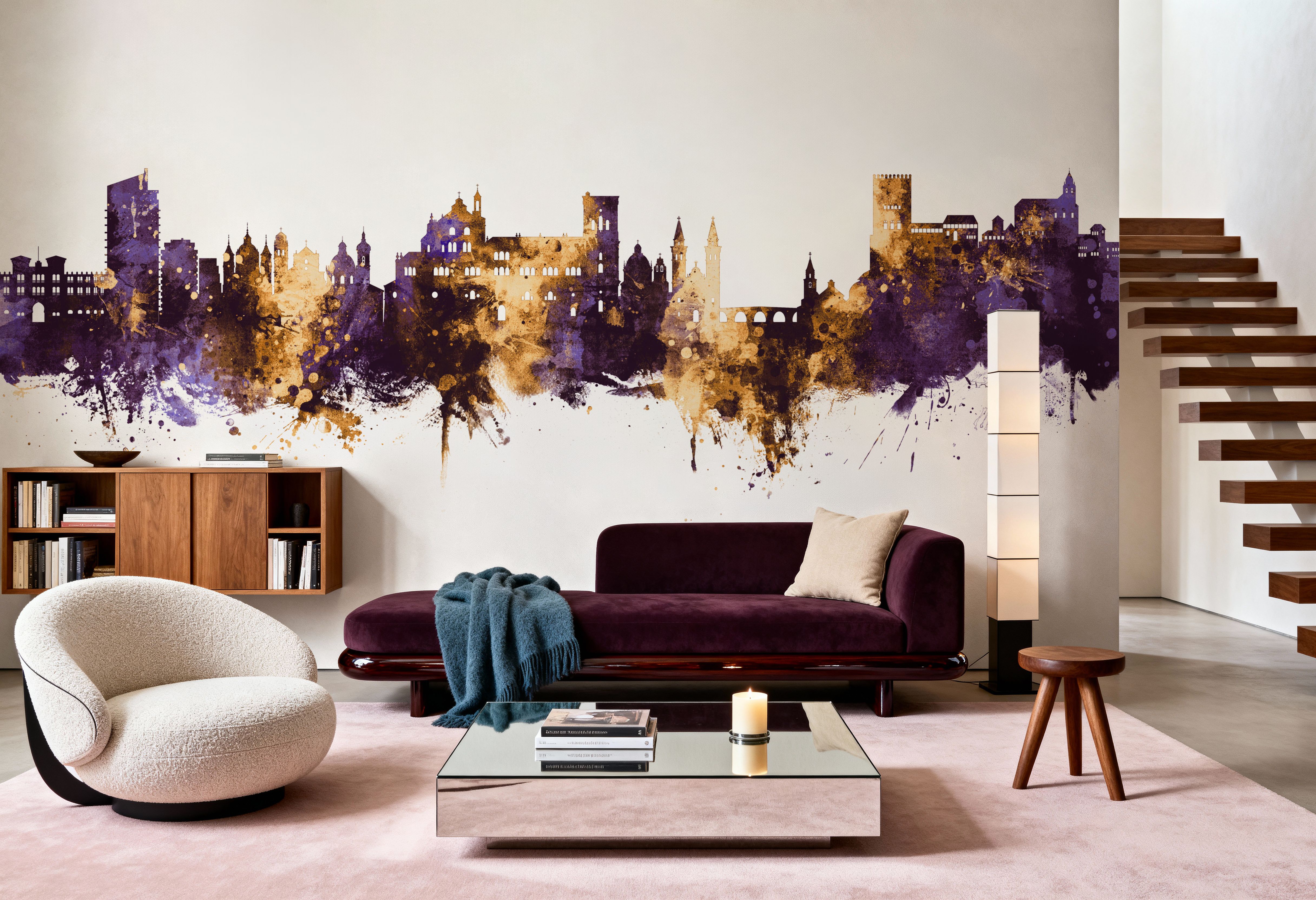 Granada Spain Skyline Purple & Gold