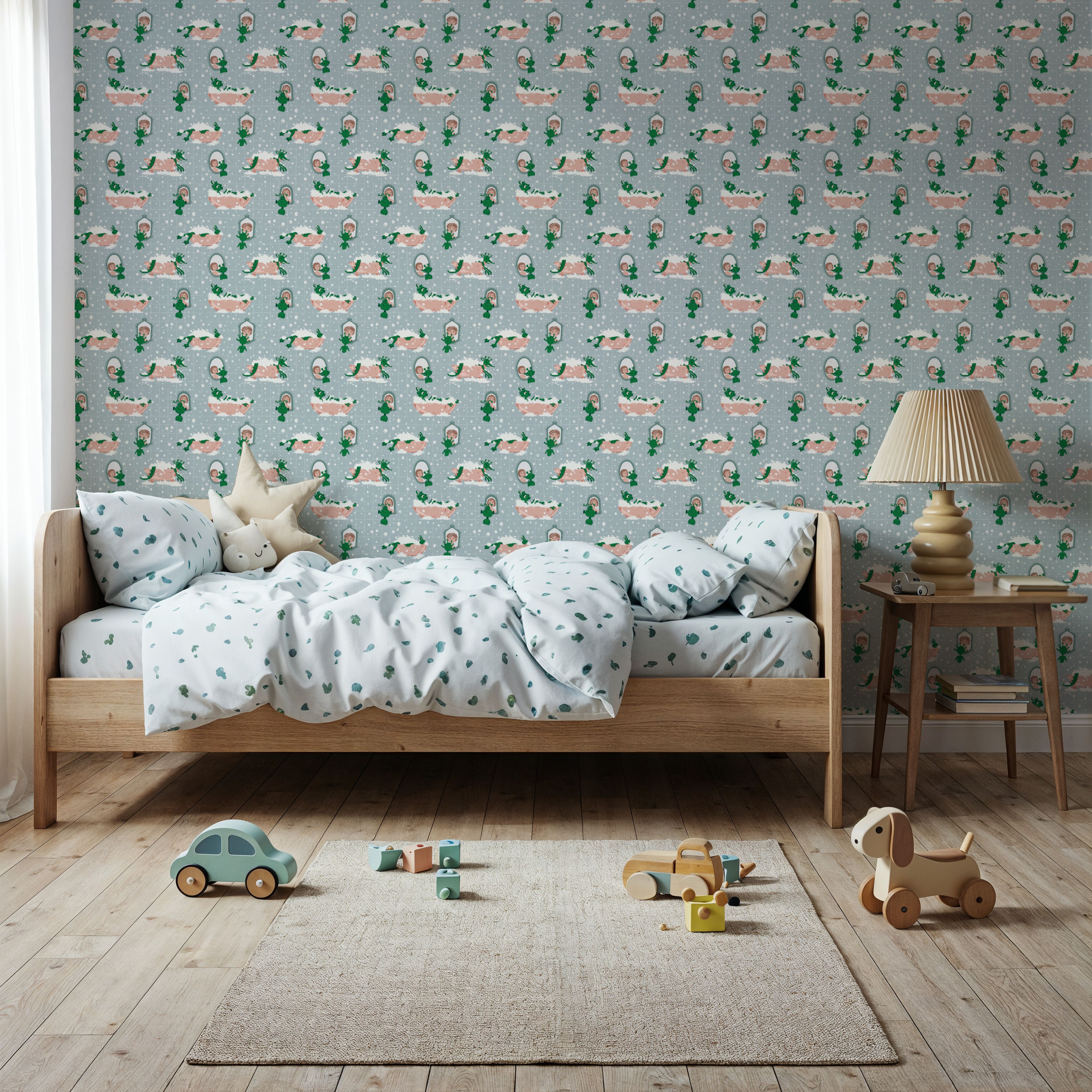 Aliens Bath Time, French Blue, Papel de parede