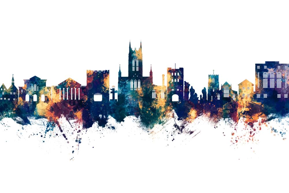 Bury St Edmunds England Skyline Blue & Bronze