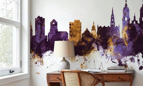 St Gallen Switzerland Skyline Purple & Gold