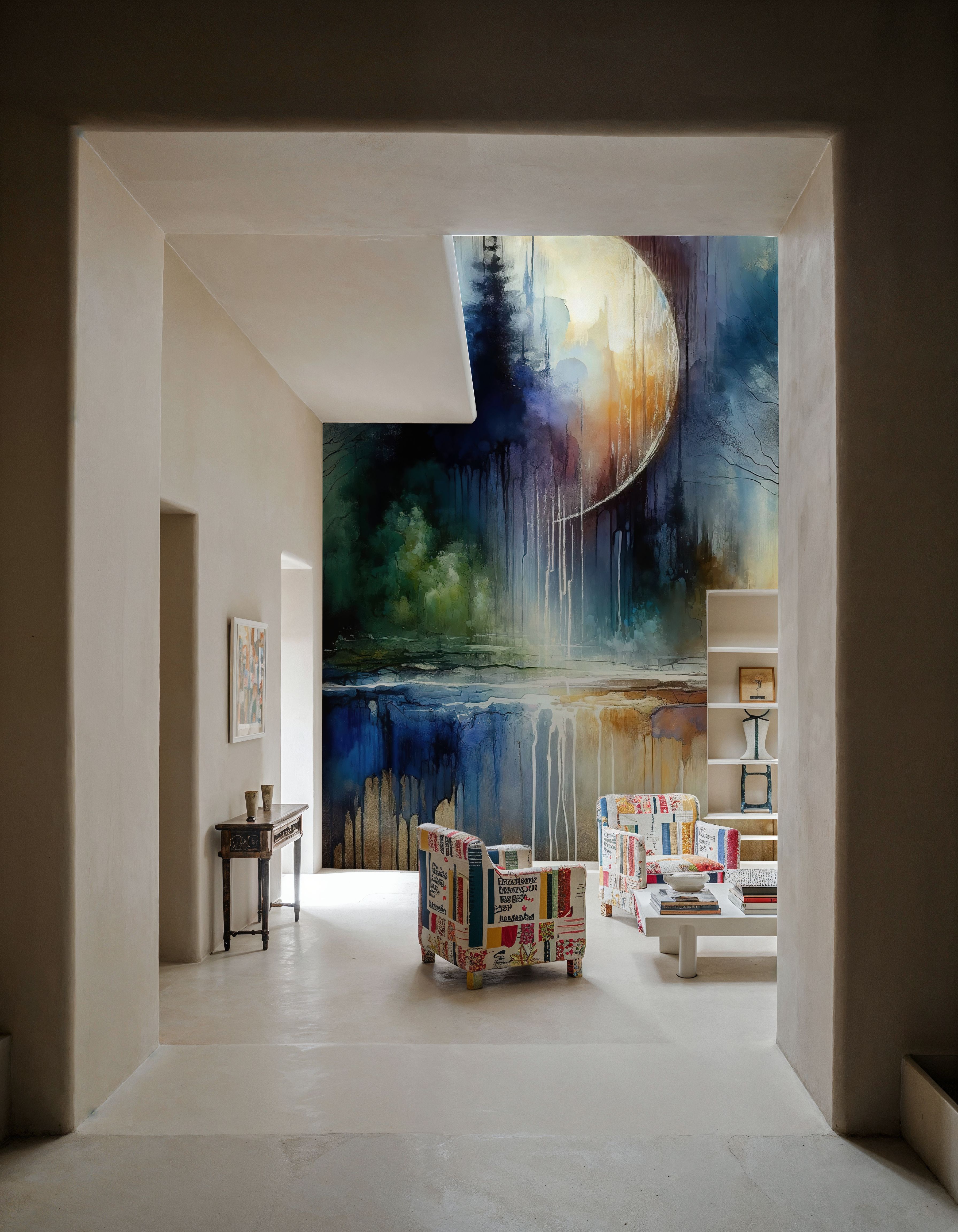 Watercolor Forest in Moonlight