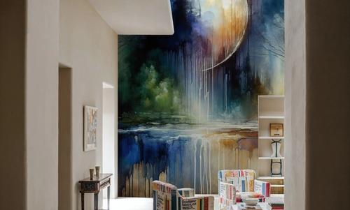 Watercolor Forest in Moonlight