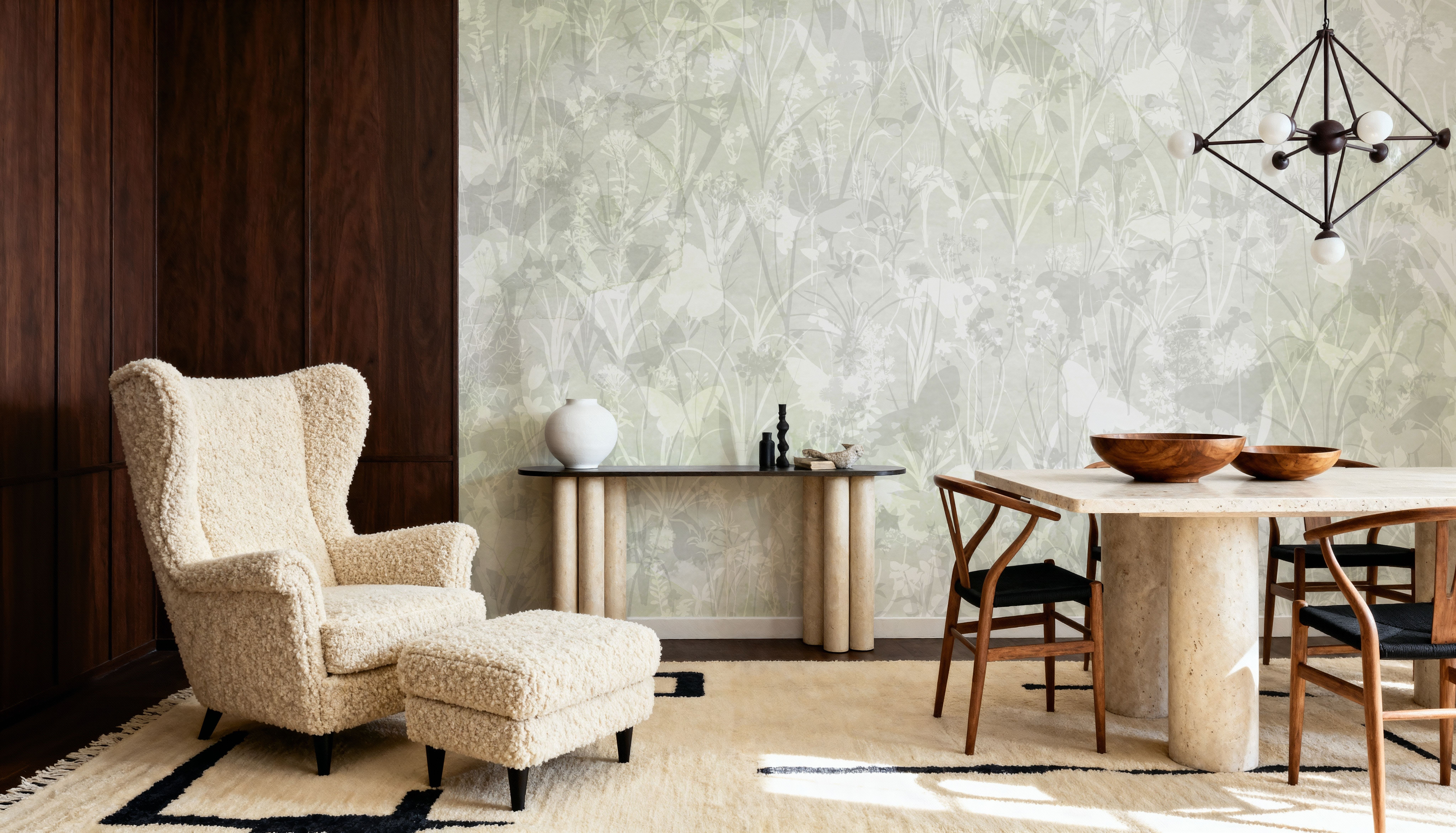 Herbals and Butterflies Double Silhouette Green