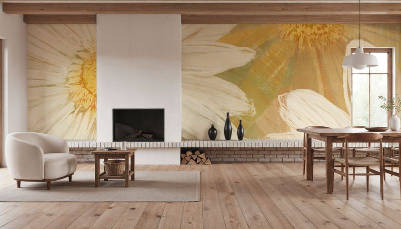 Daisy Story Square II wallpaper mural 100% PVC-free and non-toxic