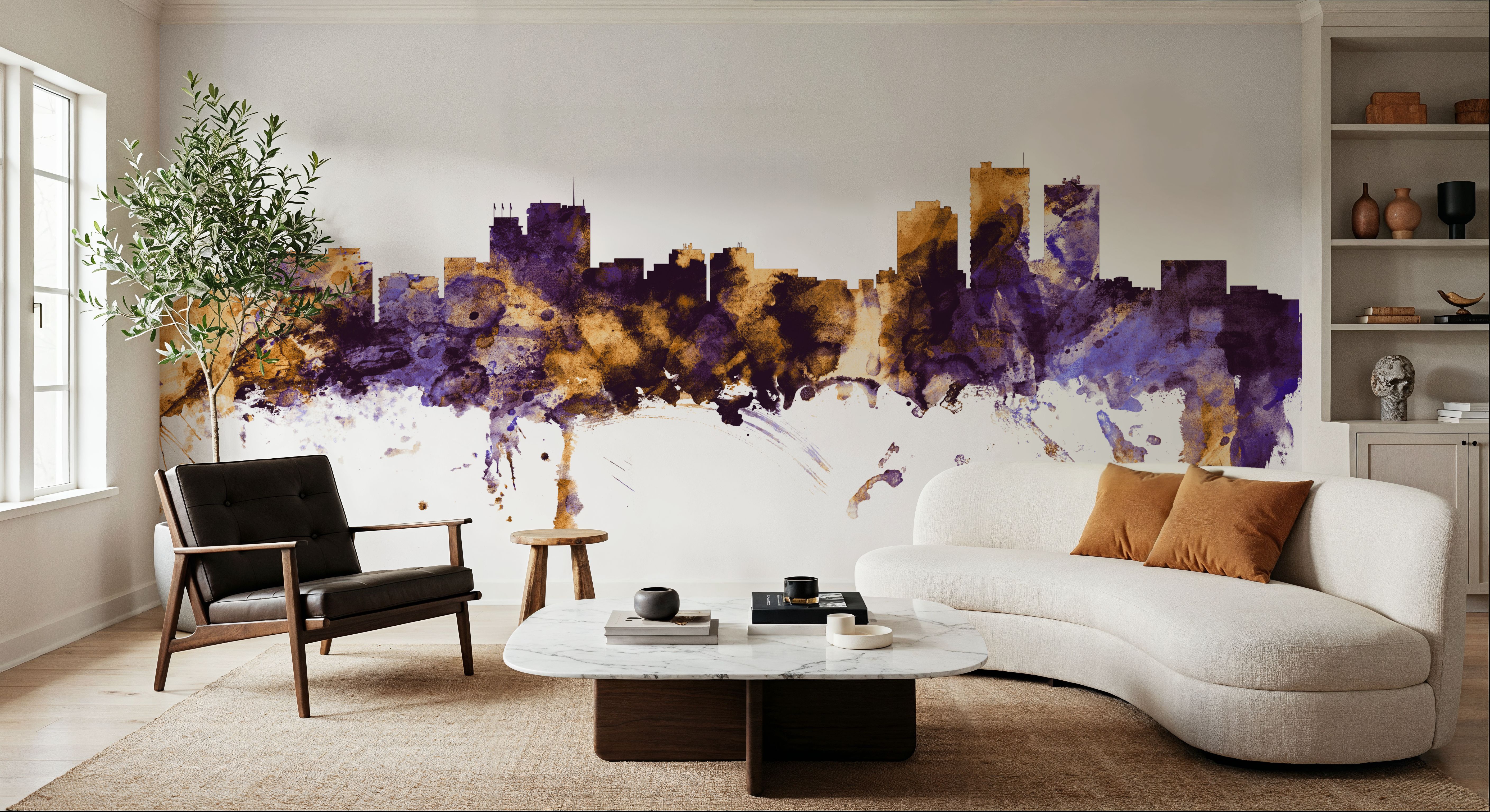 Anchorage Alaska Skyline Purple & Gold, Wallpaper