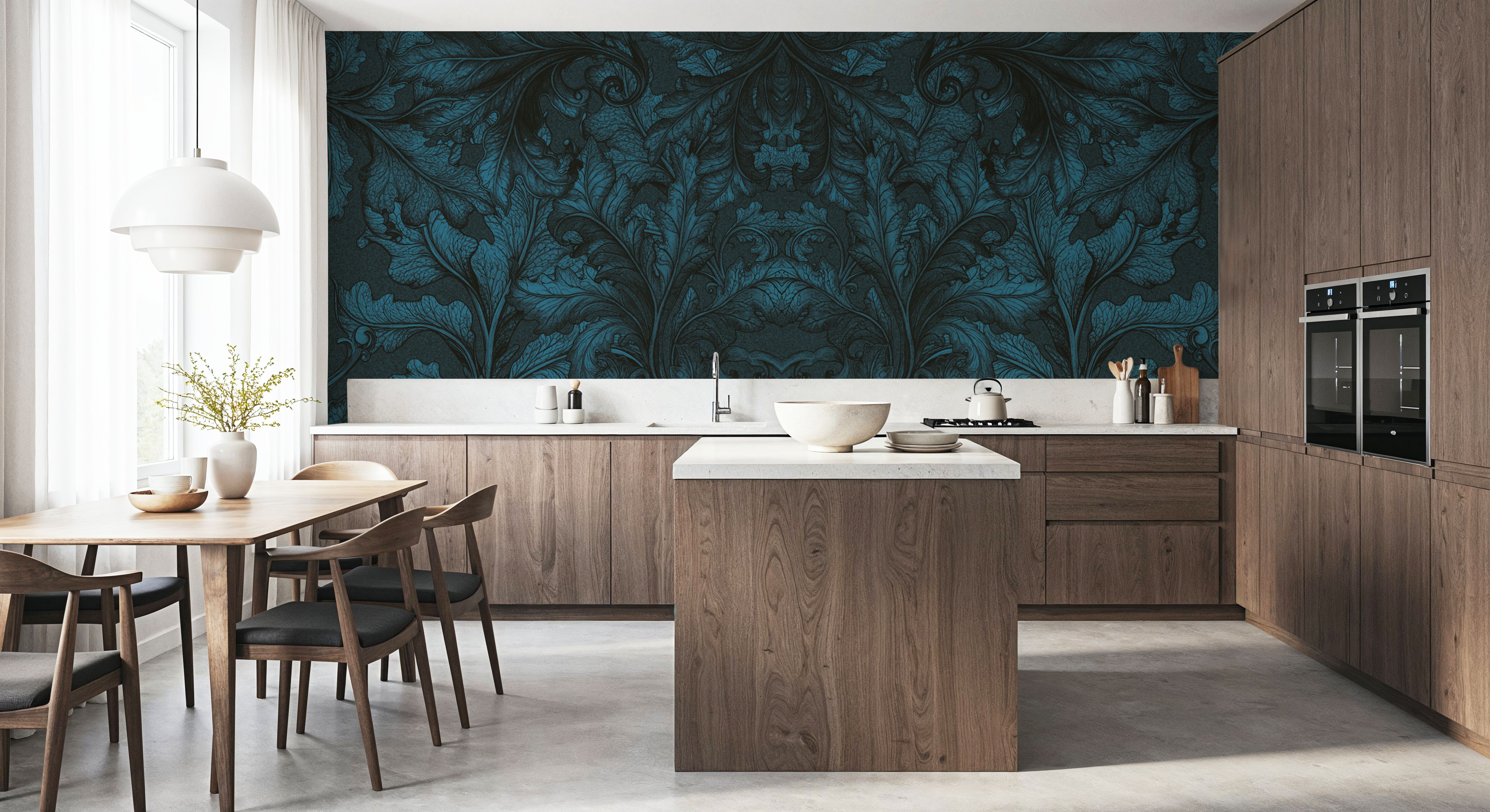 Shielded Leaf Blue, Wallpaper