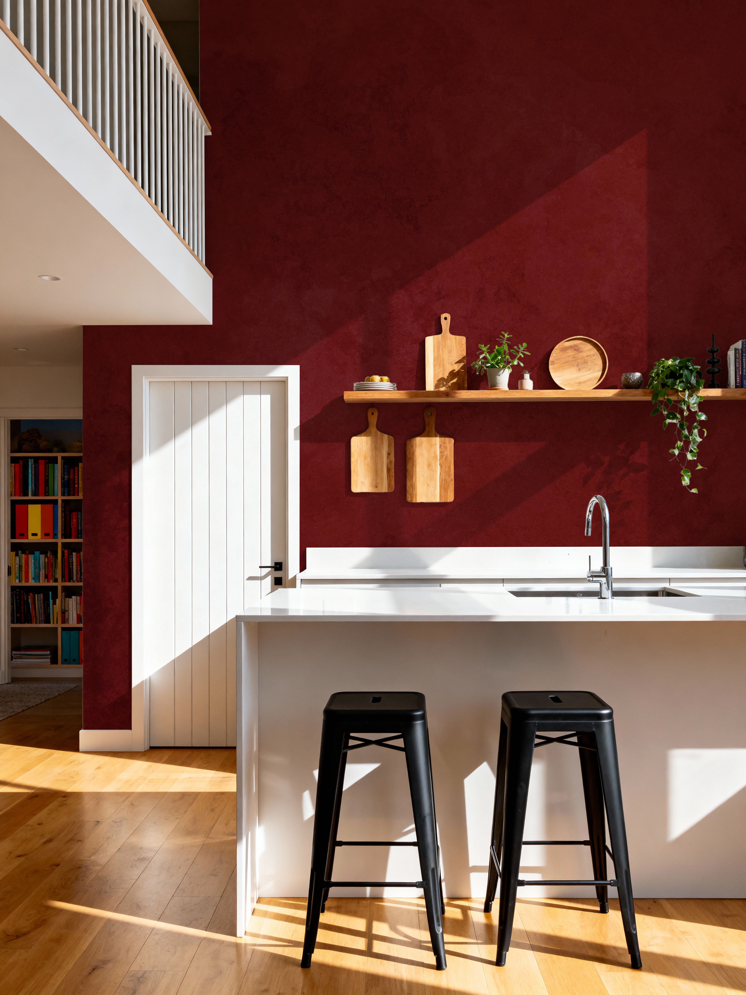 Subtle Plaster Wall, Cherry Red