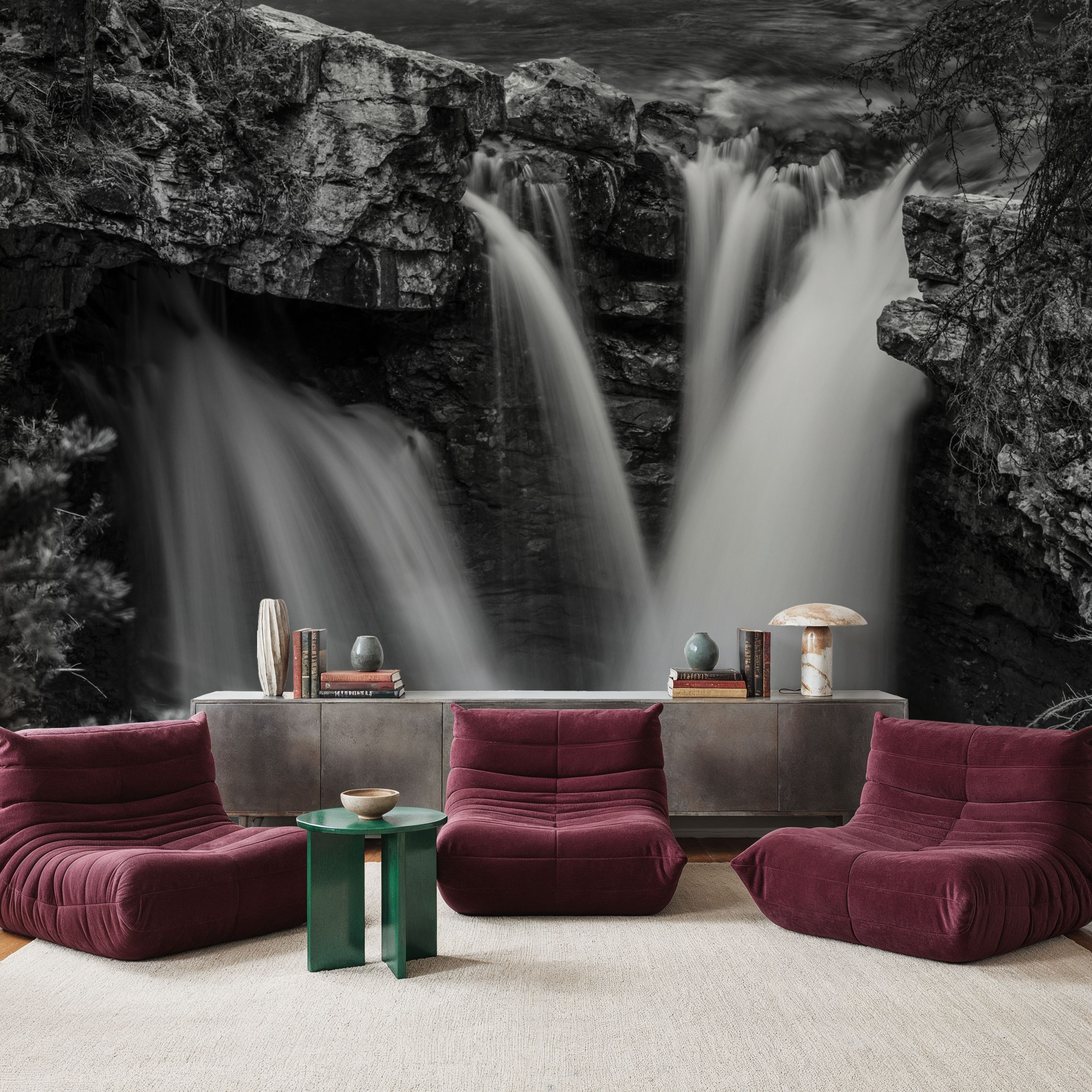 Wall Mural - Johnston Creek Canyon BW - Rural Landscapes mural wallpaper - Dining Room - Wallism US - Premium, Textured or Peel & Stick