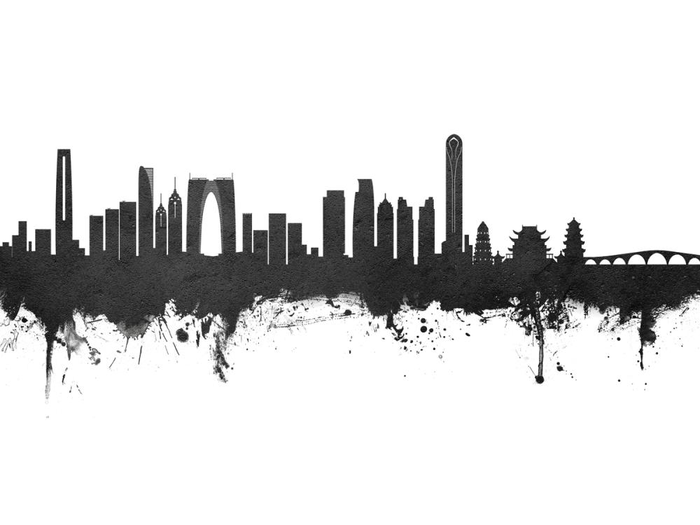 Suzhou China Skyline Black & White