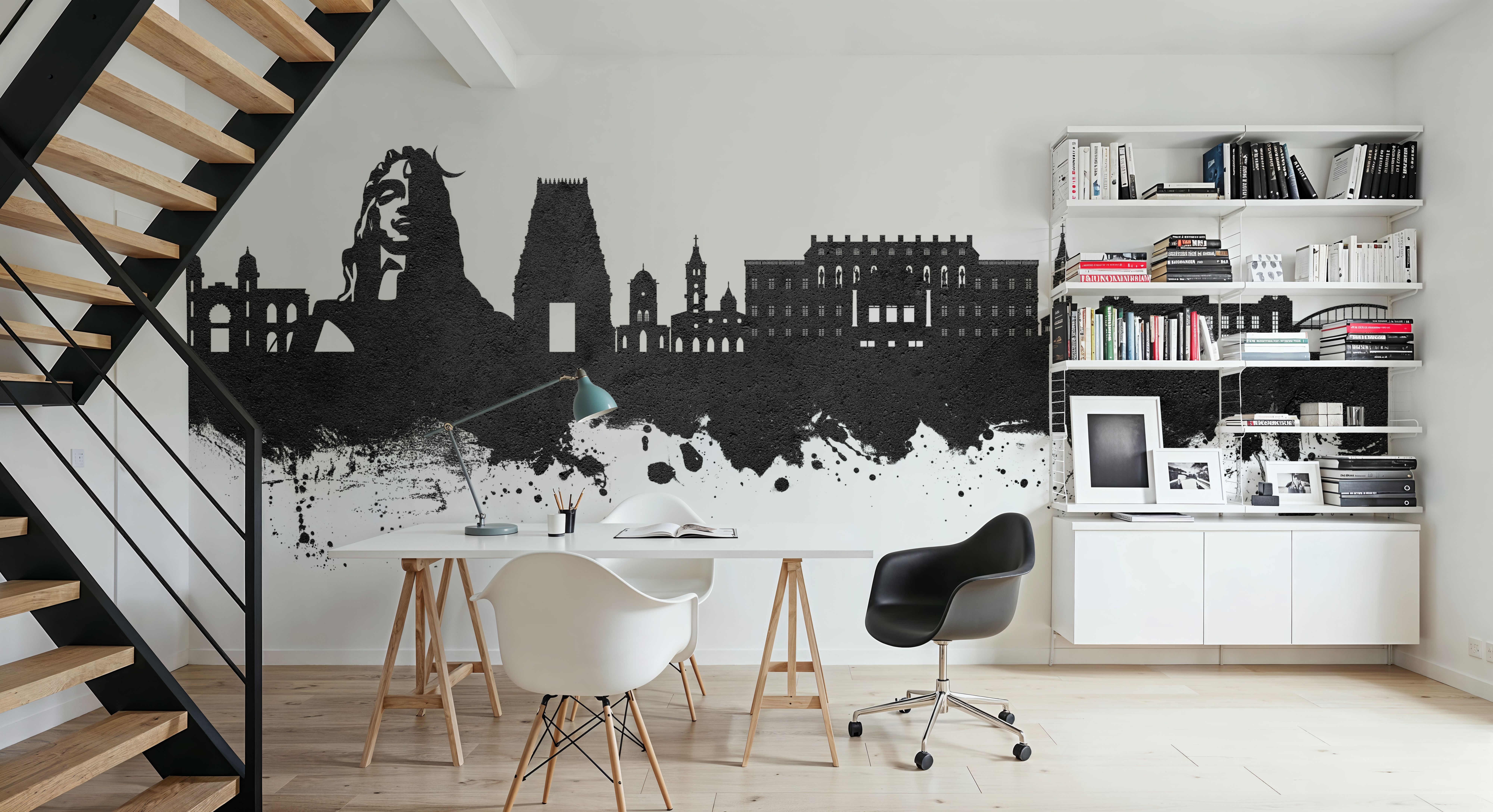 Coimbatore India Skyline Black & White