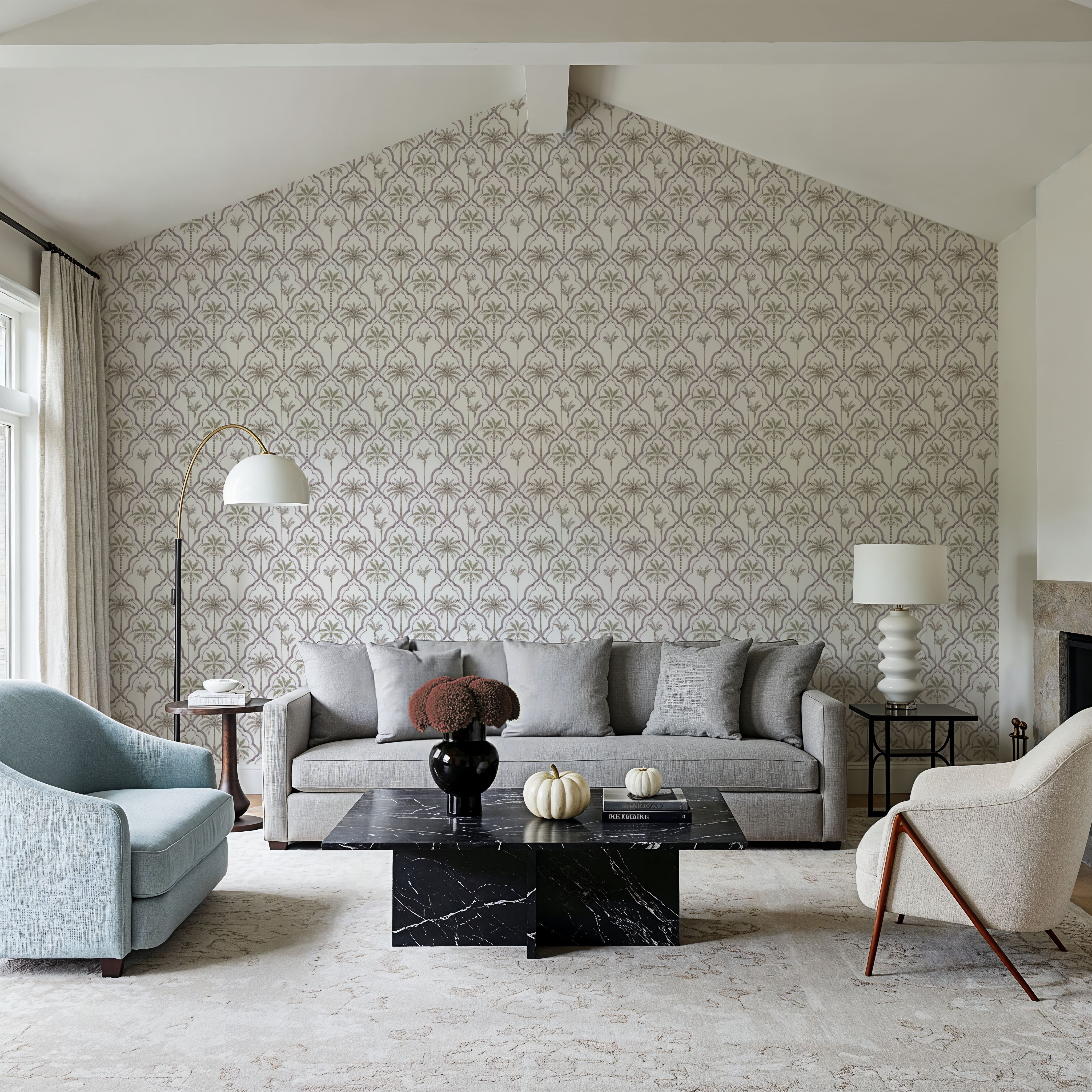 The Palm Lattice, Mauve & Khaki