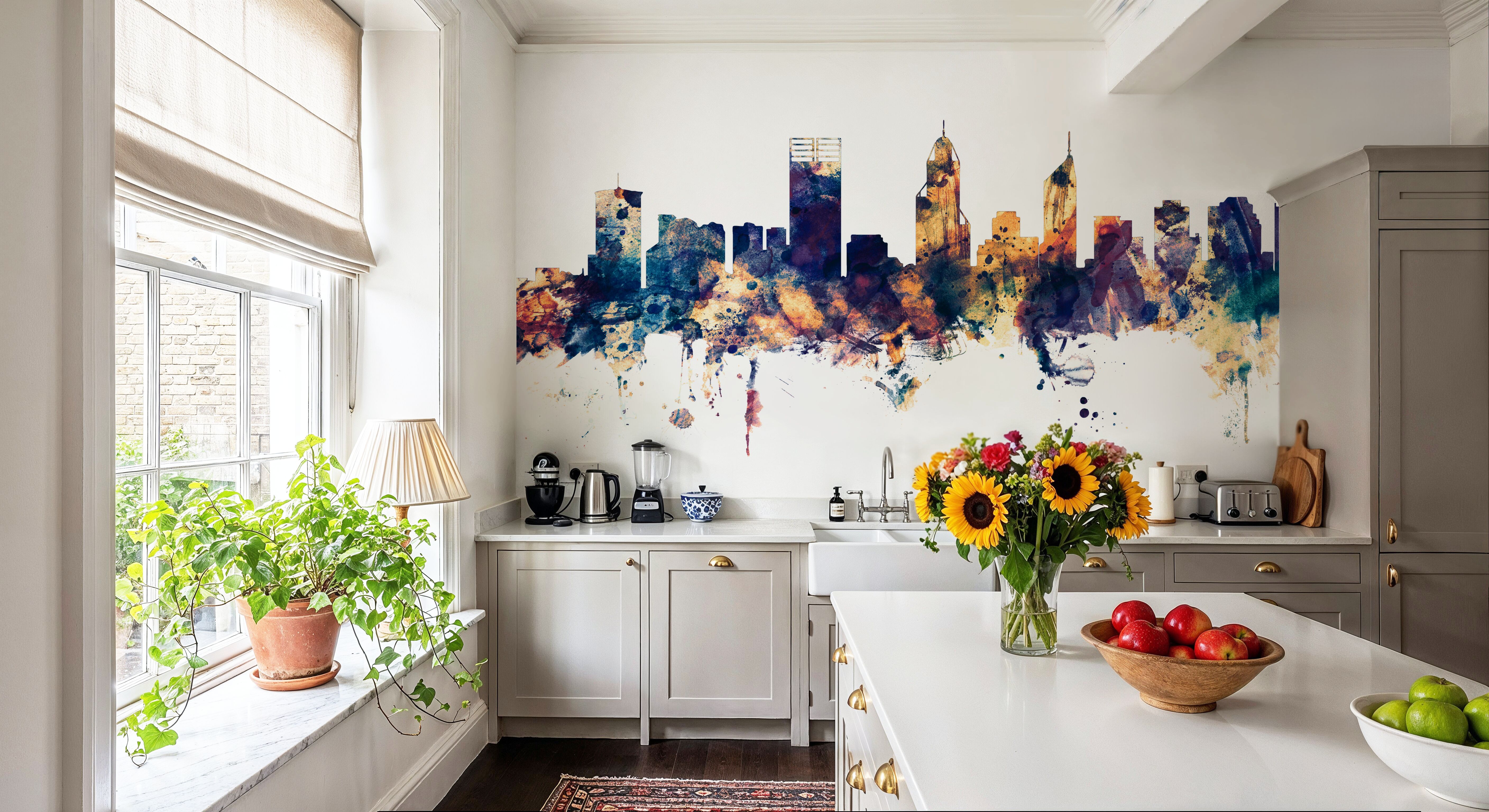 Perth Australia Skyline Blue & Bronze