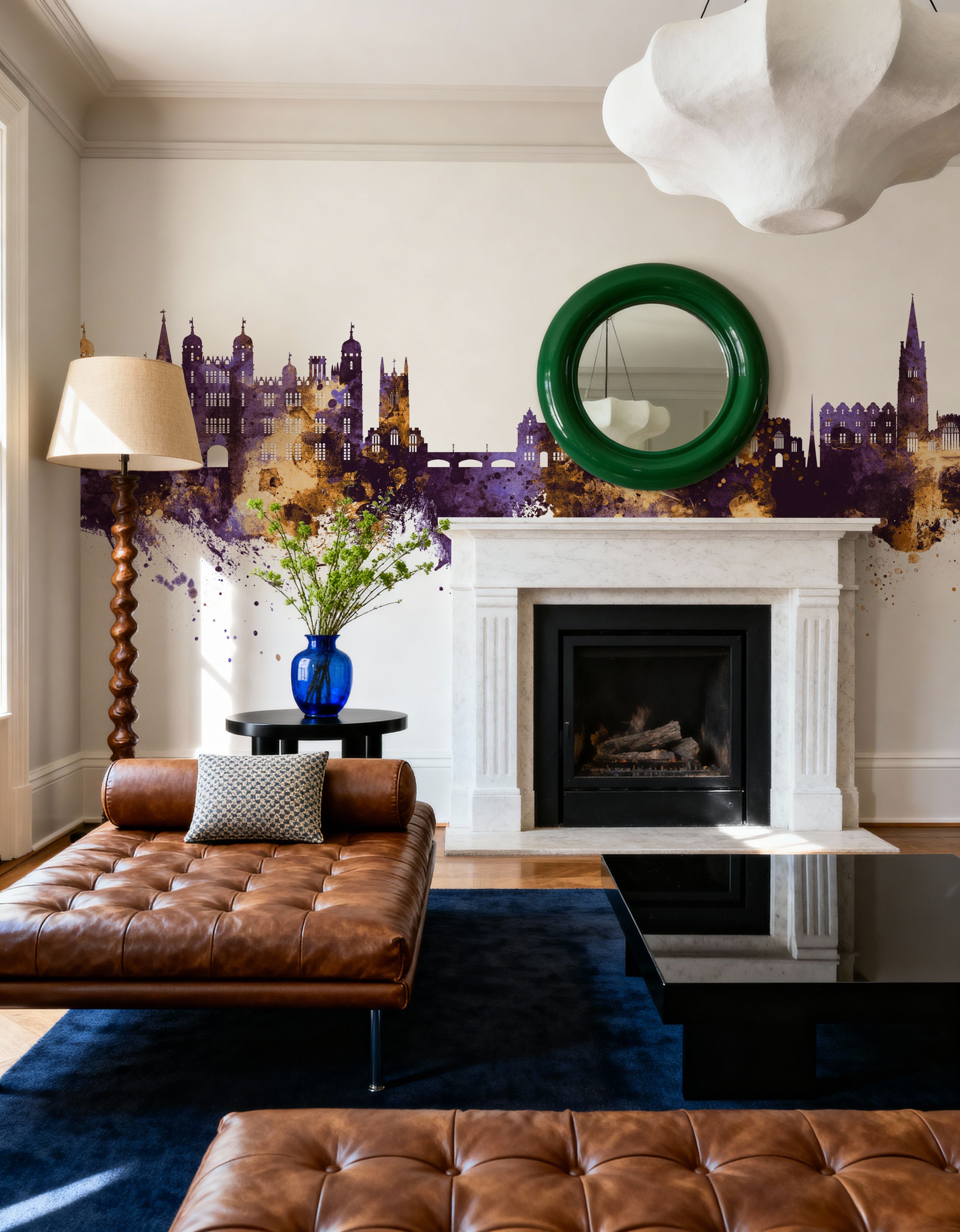 Stamford England Skyline Purple & Gold
