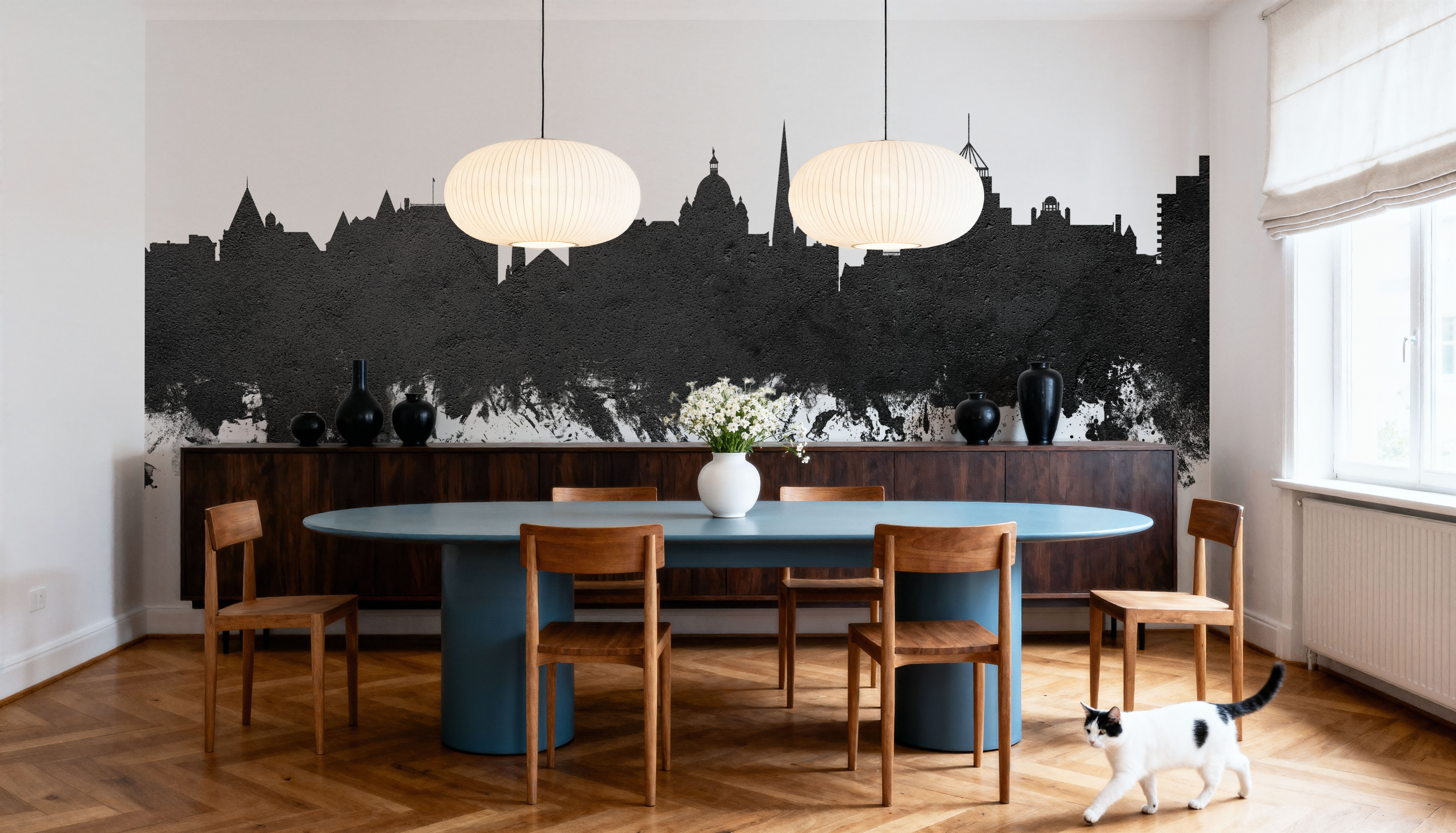 Victoria Canada Skyline Black & White