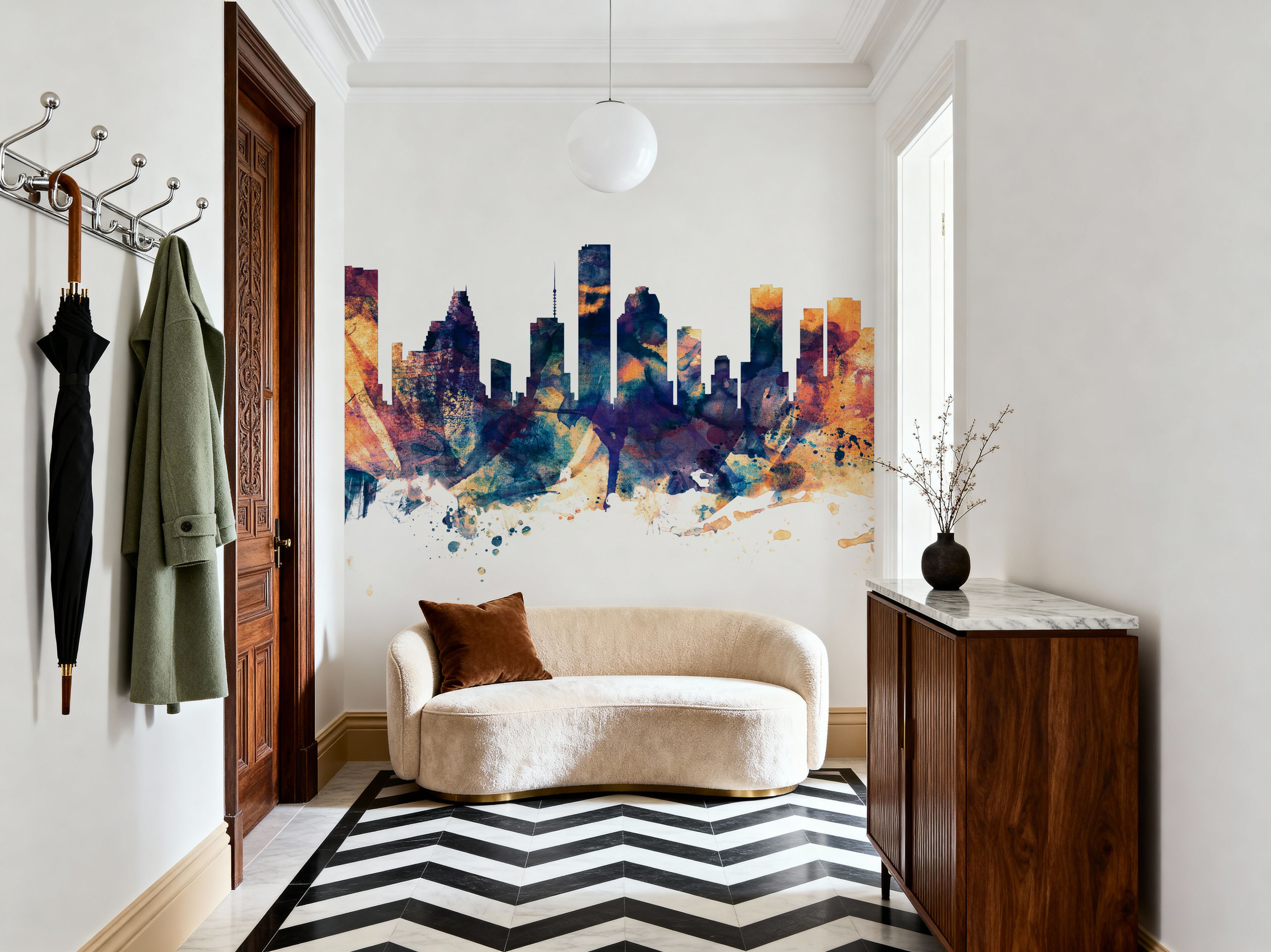 Houston Skyline Blue & Bronze