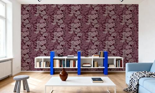 Overleaf Woodland Pattern, Burgundy