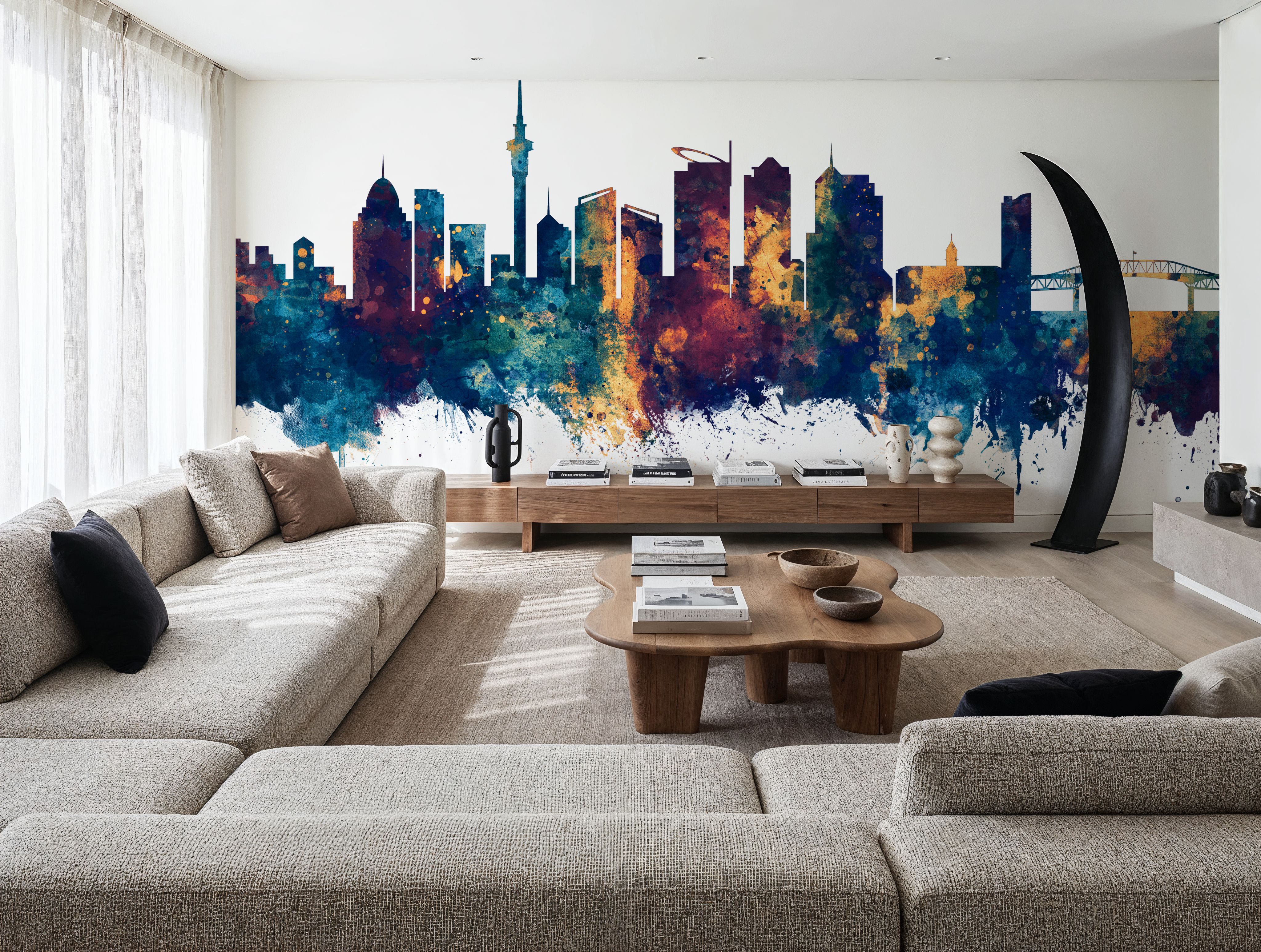 Auckland New Zeeland Skyline Blue & Bronze