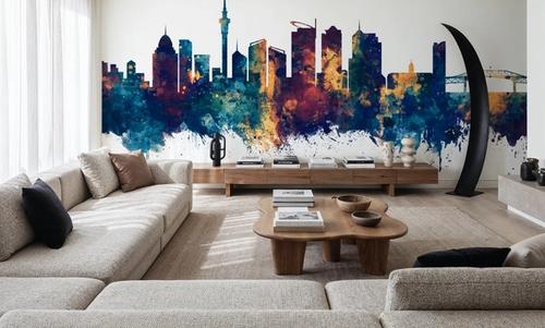 Auckland New Zeeland Skyline Blue & Bronze