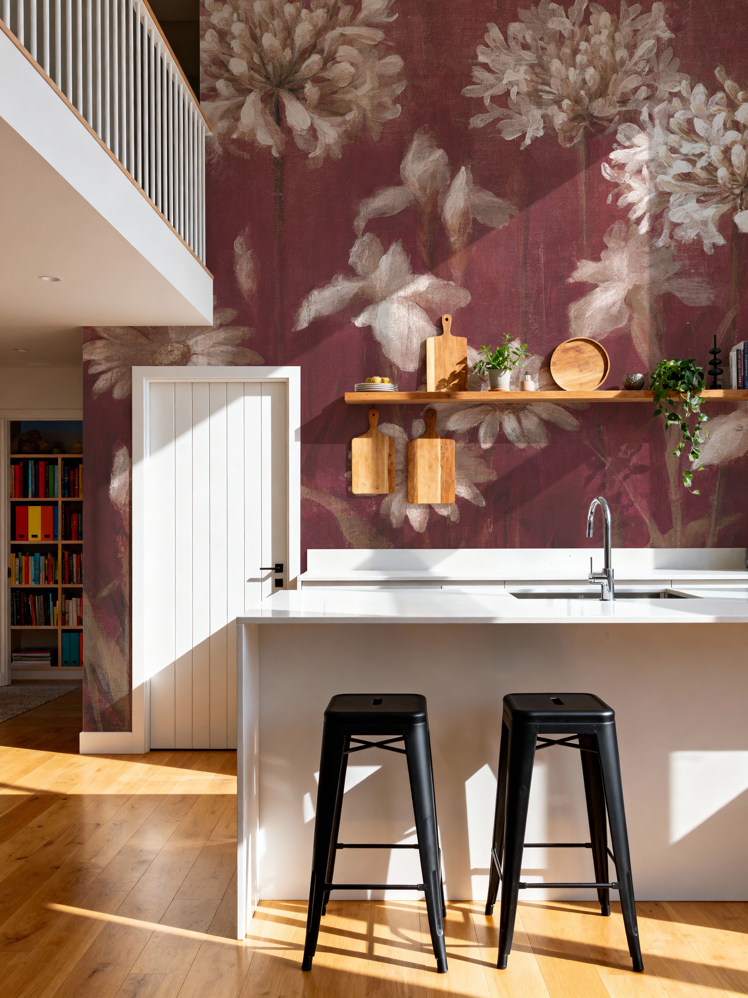 Garden Flowers on Burgundy