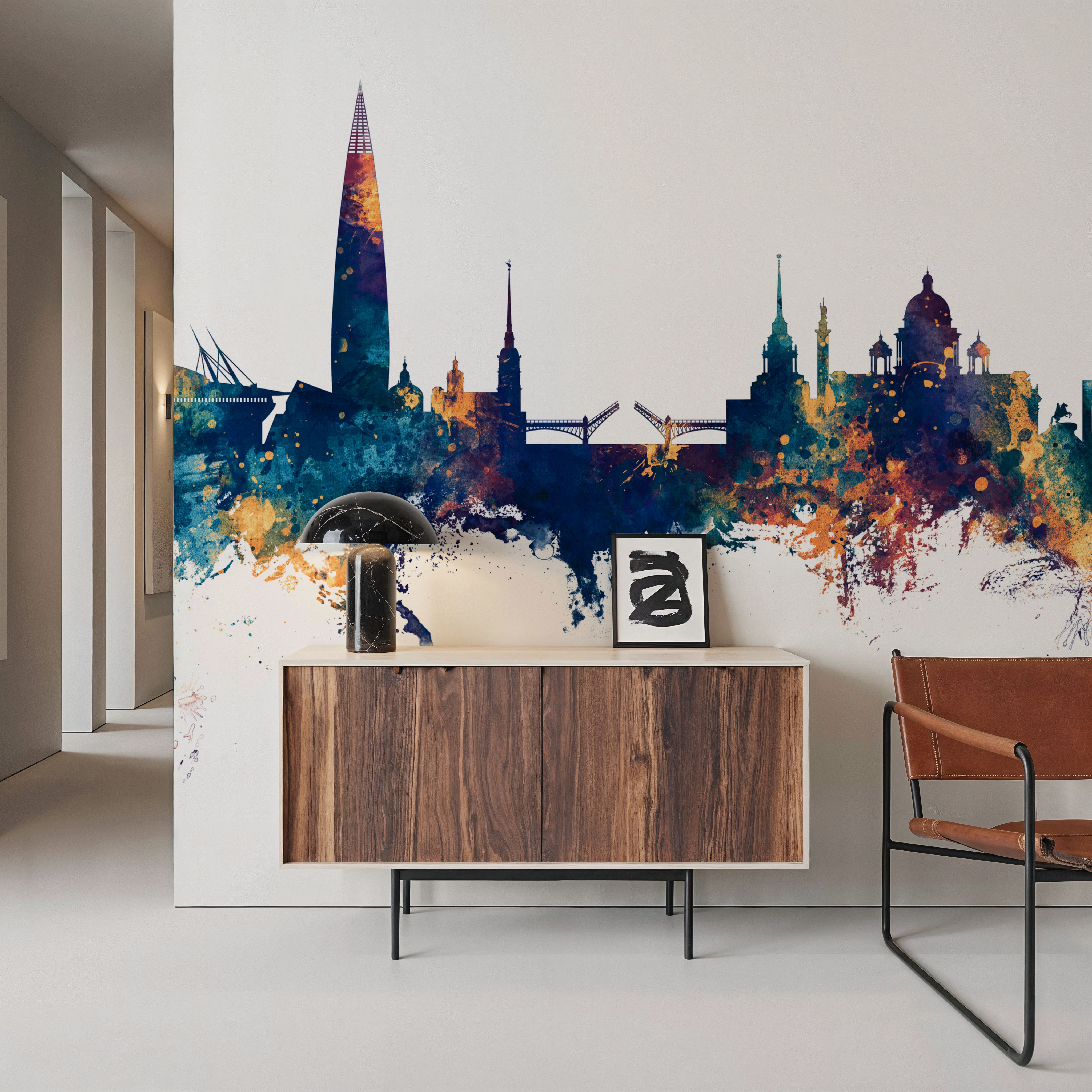 St Petersbug Russia Skyline Blue & Bronze