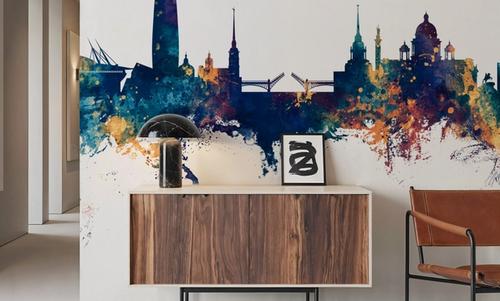 St Petersbug Russia Skyline Blue & Bronze