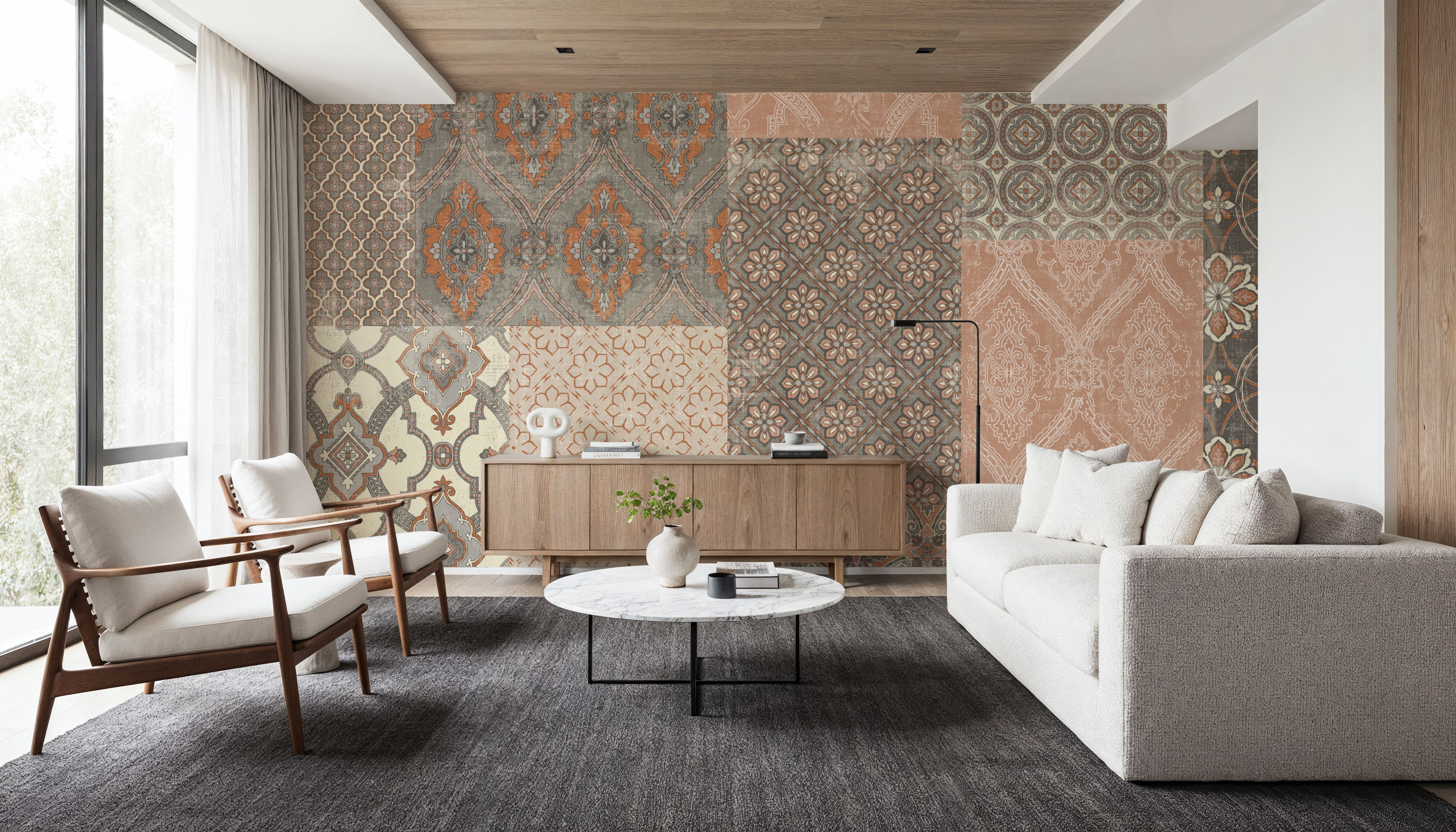 Venetian Patchwork I Orange Gray