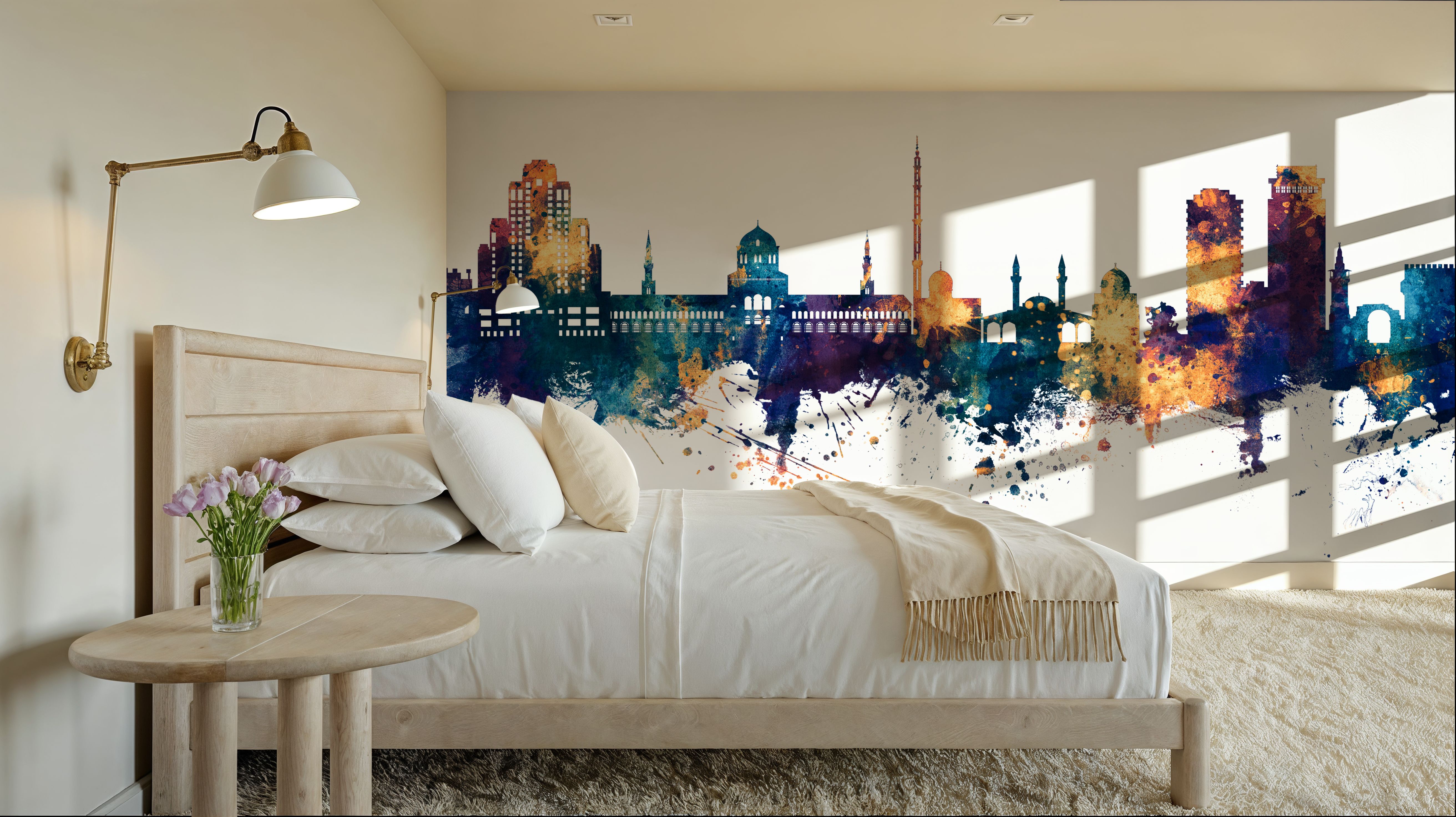 Damascus Syria Skyline Blue & Bronze