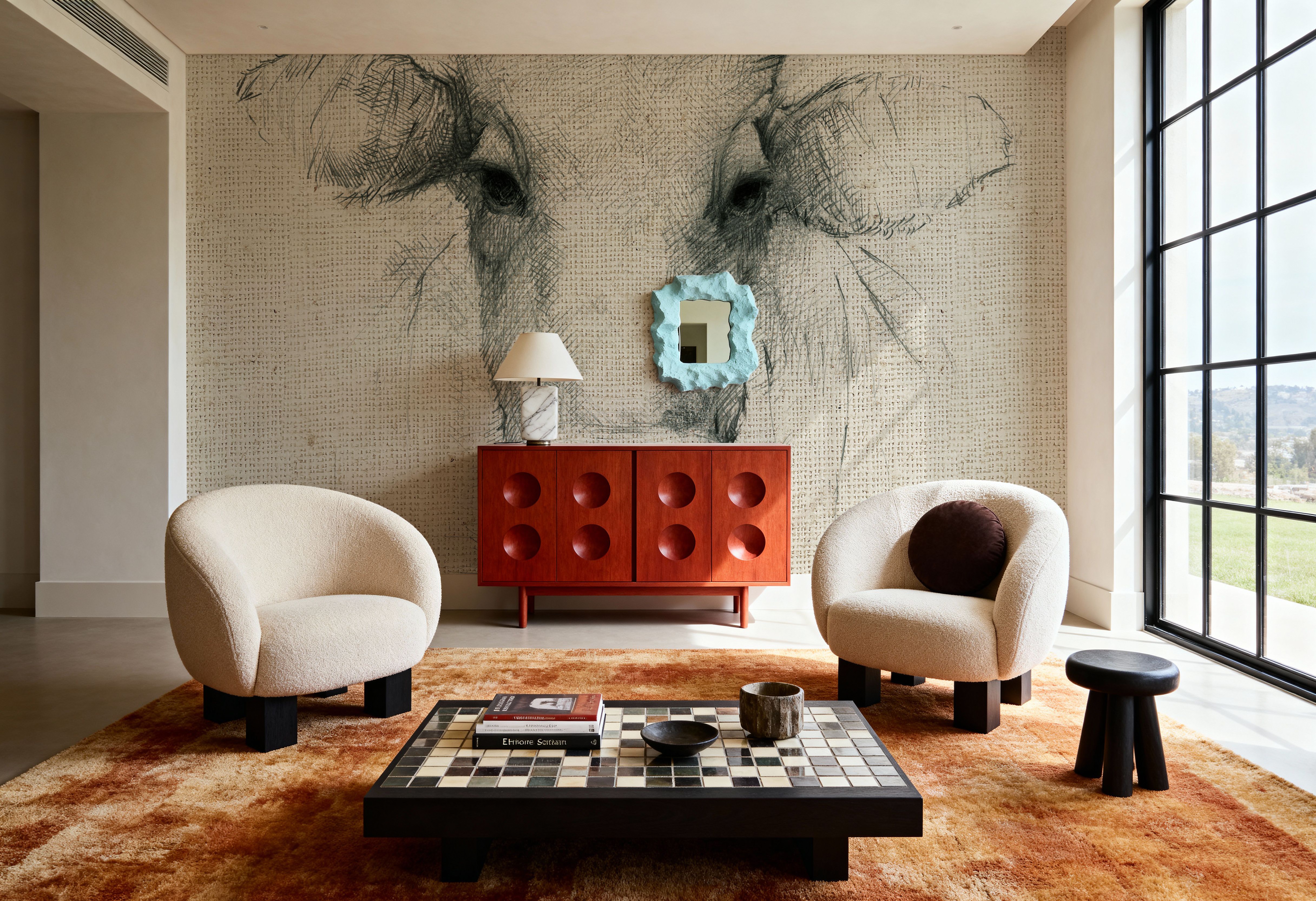 Cow Sketch on Burlap