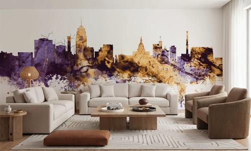 Lansing Michigan Skyline Purple & Gold