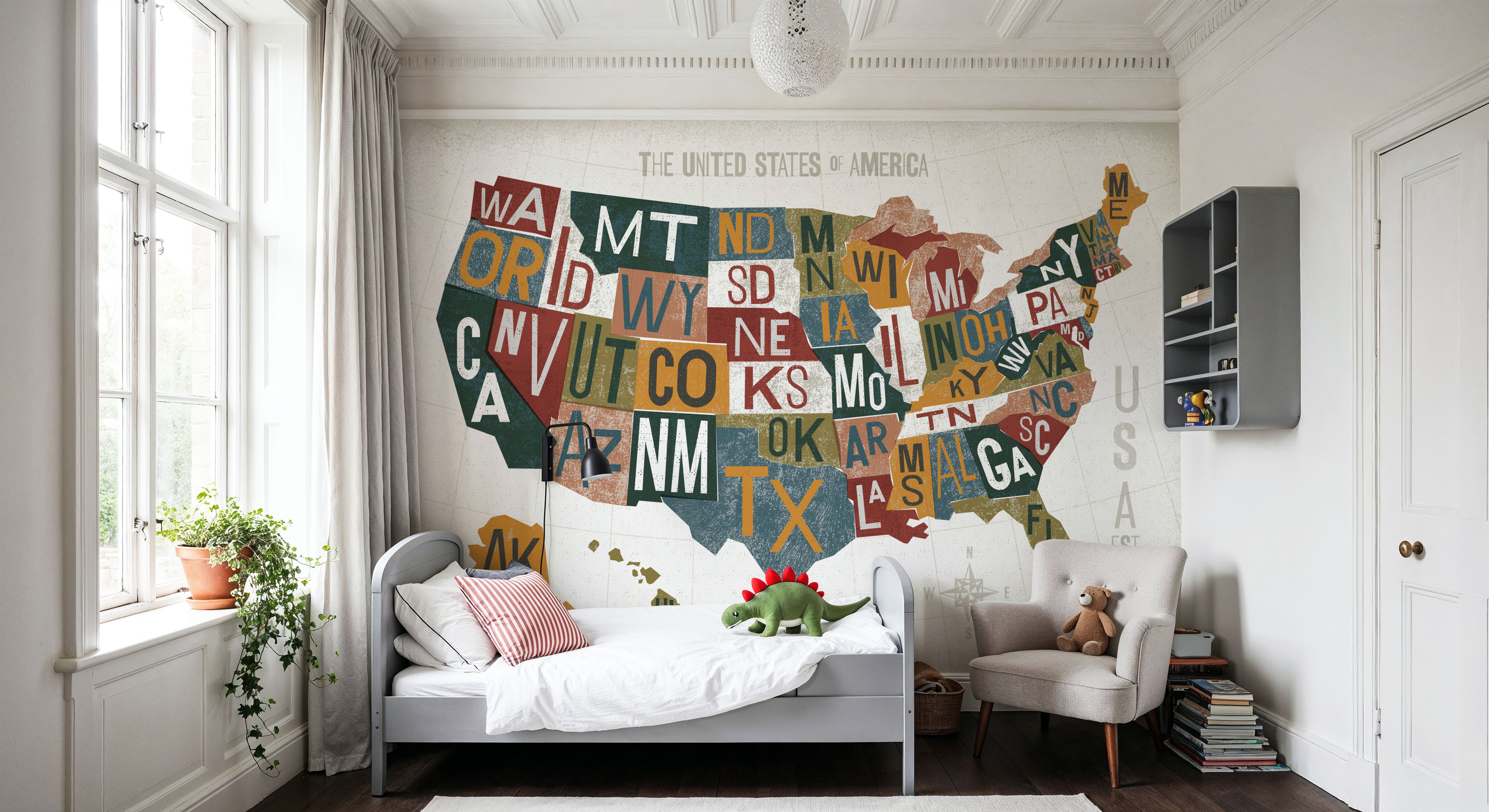 Letterpress USA Map Warm, Wallpaper