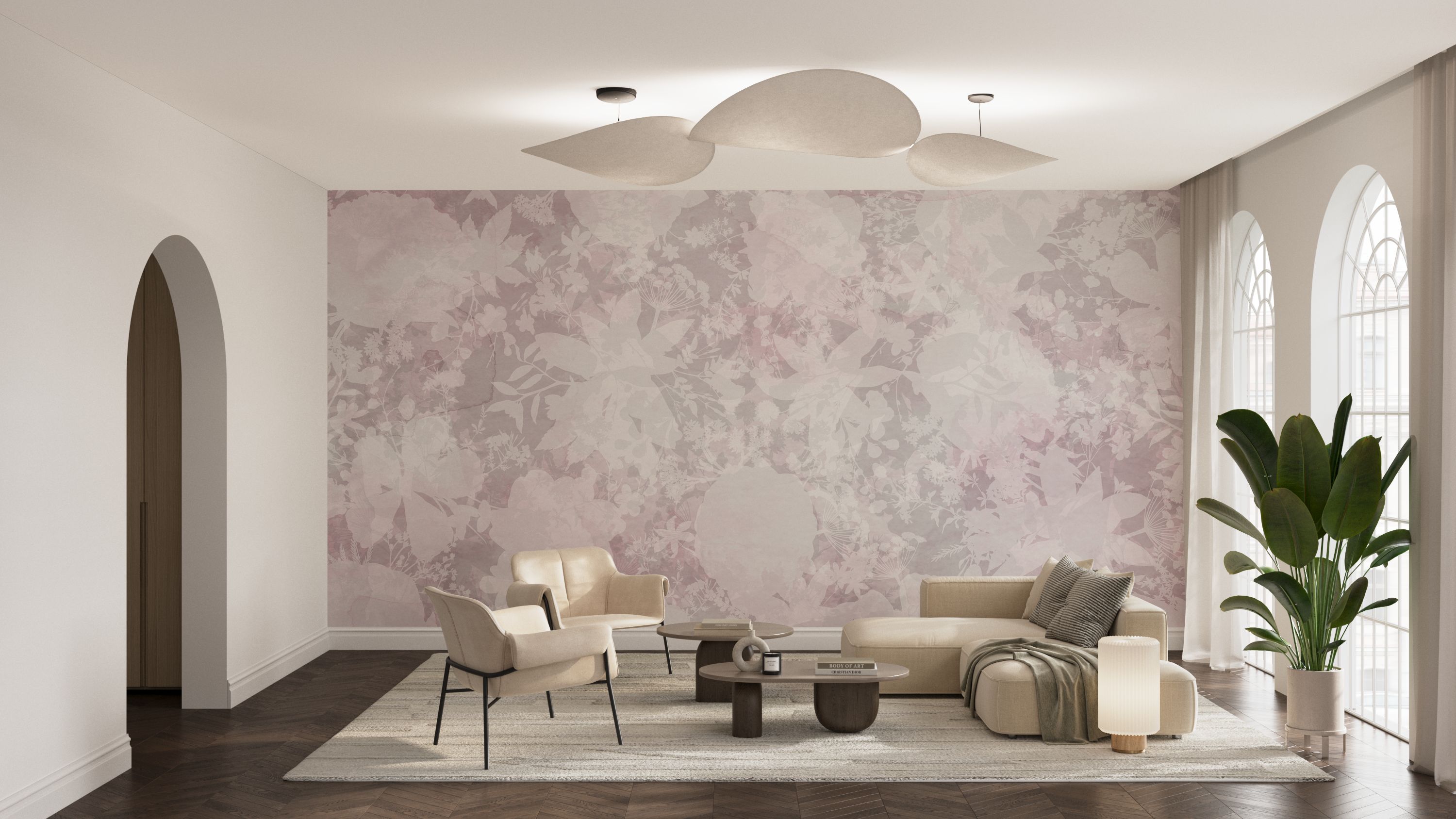 Flower Silhouette Red premium wallpaper mural | Wallism | A creative ...