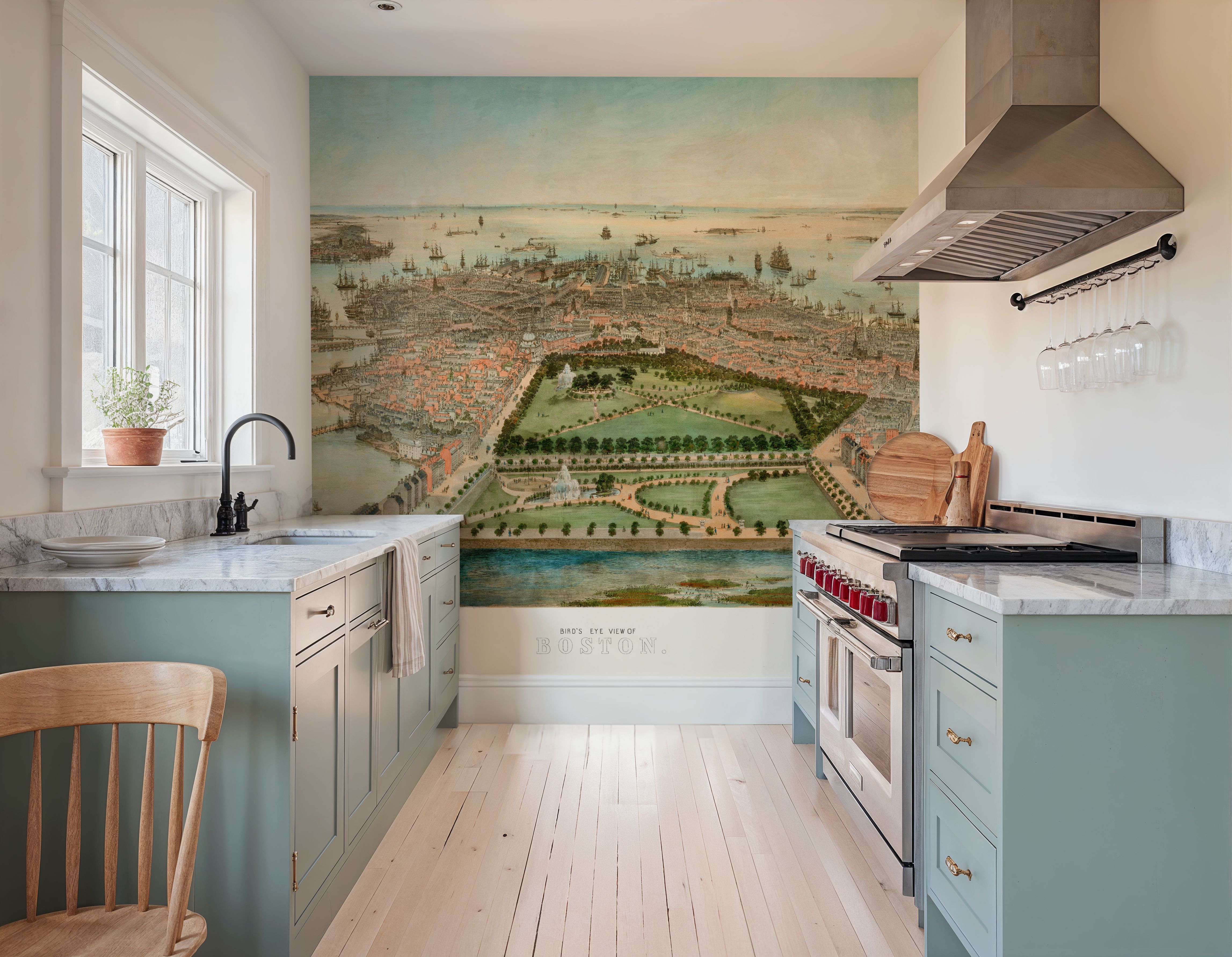 Old Aerial View of Boston, Massachusetts