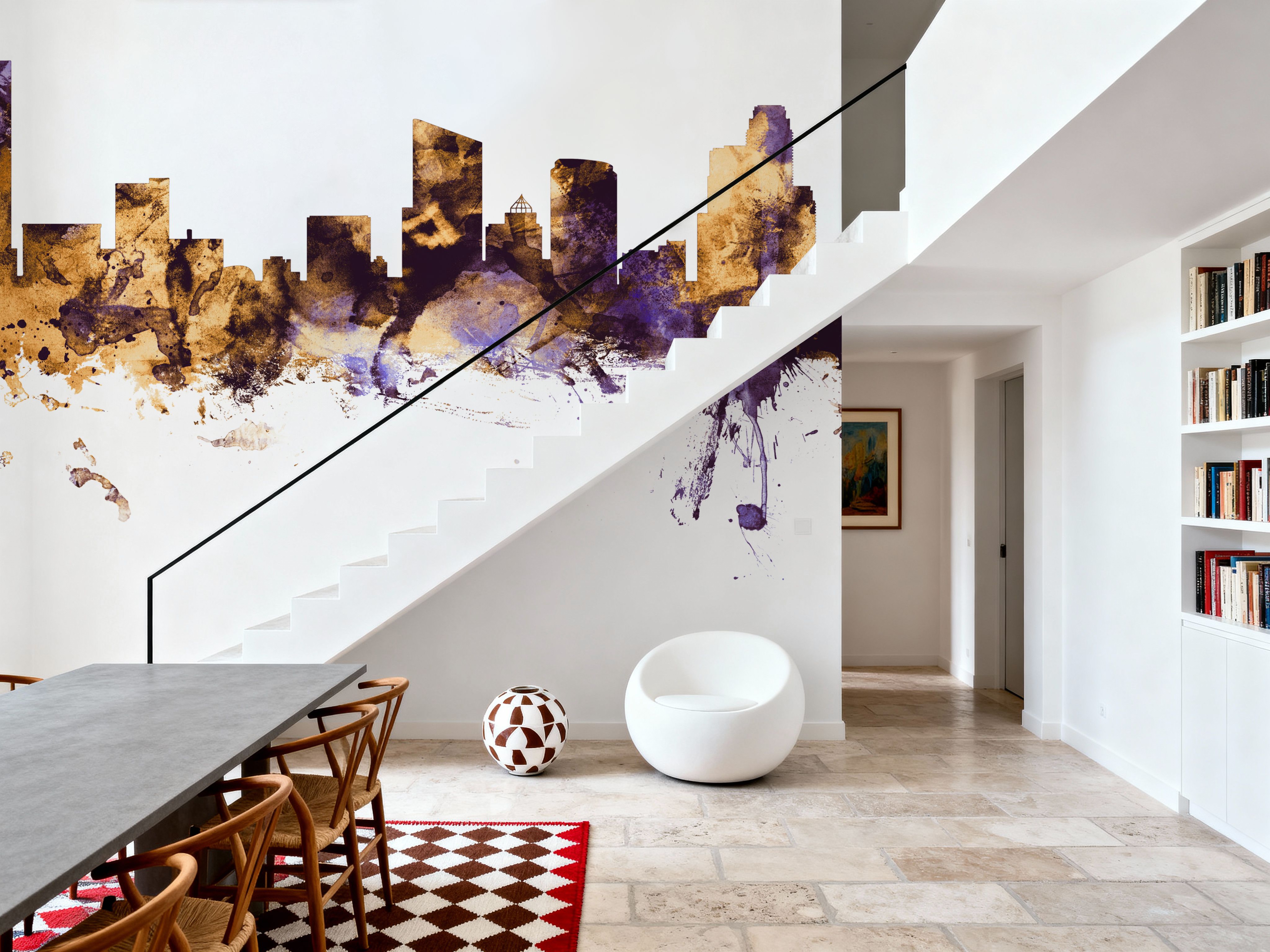 Grand Rapids Michigan Skyline Purple & Gold