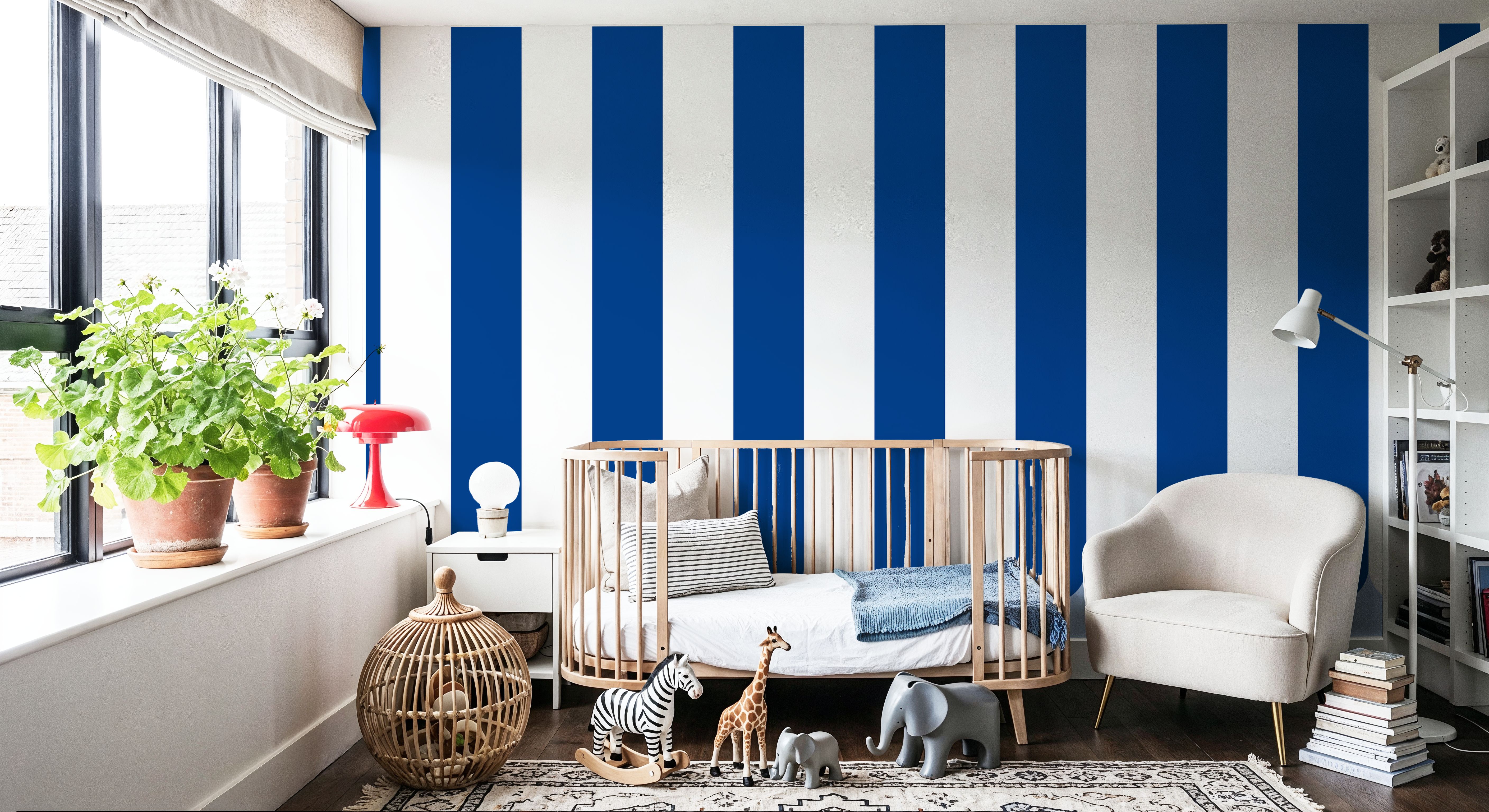 Scalloped Circus Stripes, Blueberry