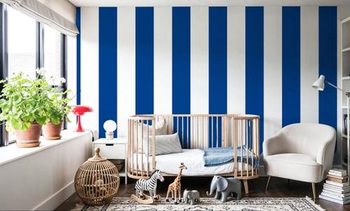 Scalloped Circus Stripes, Blueberry