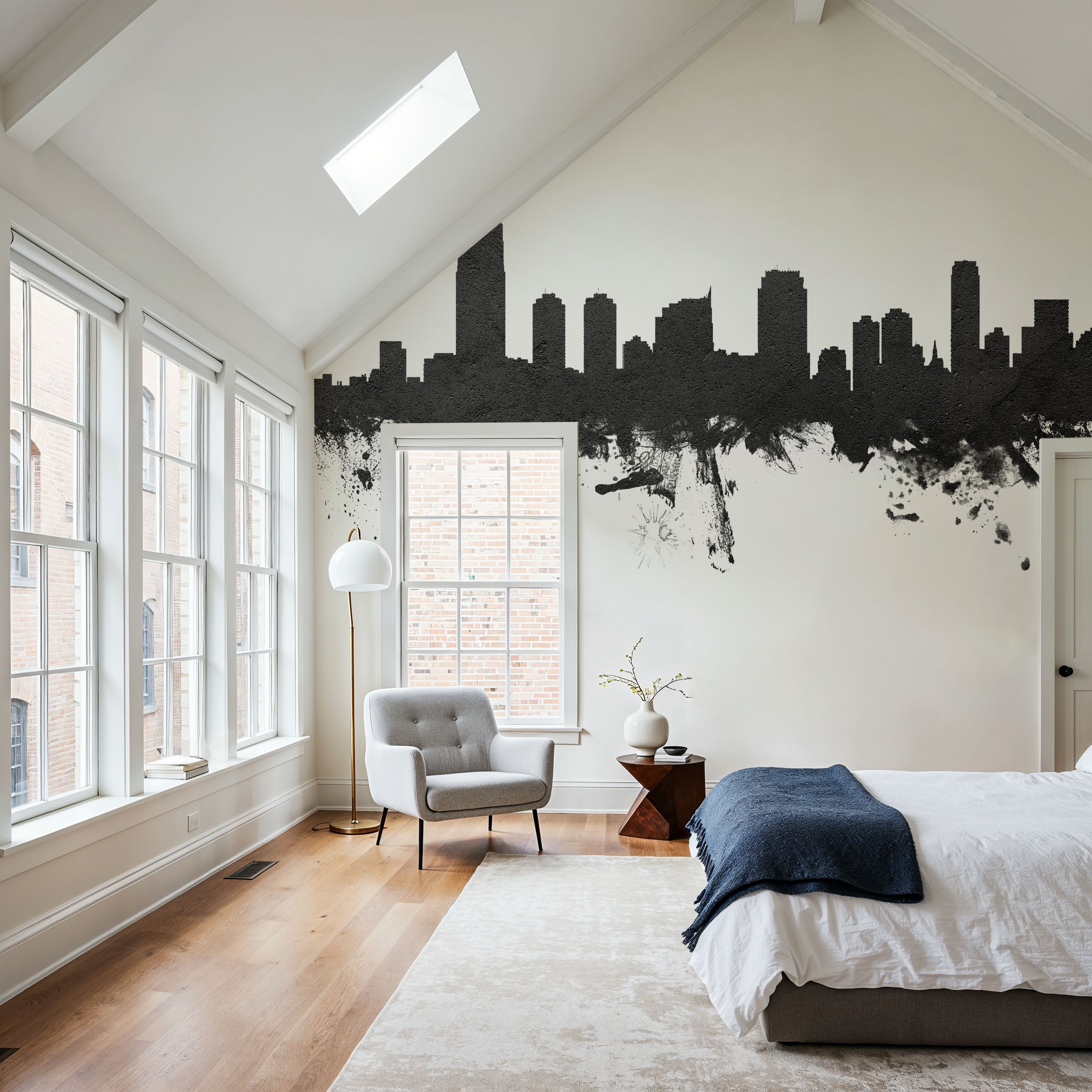 Jersey City New York Skyline Black & White