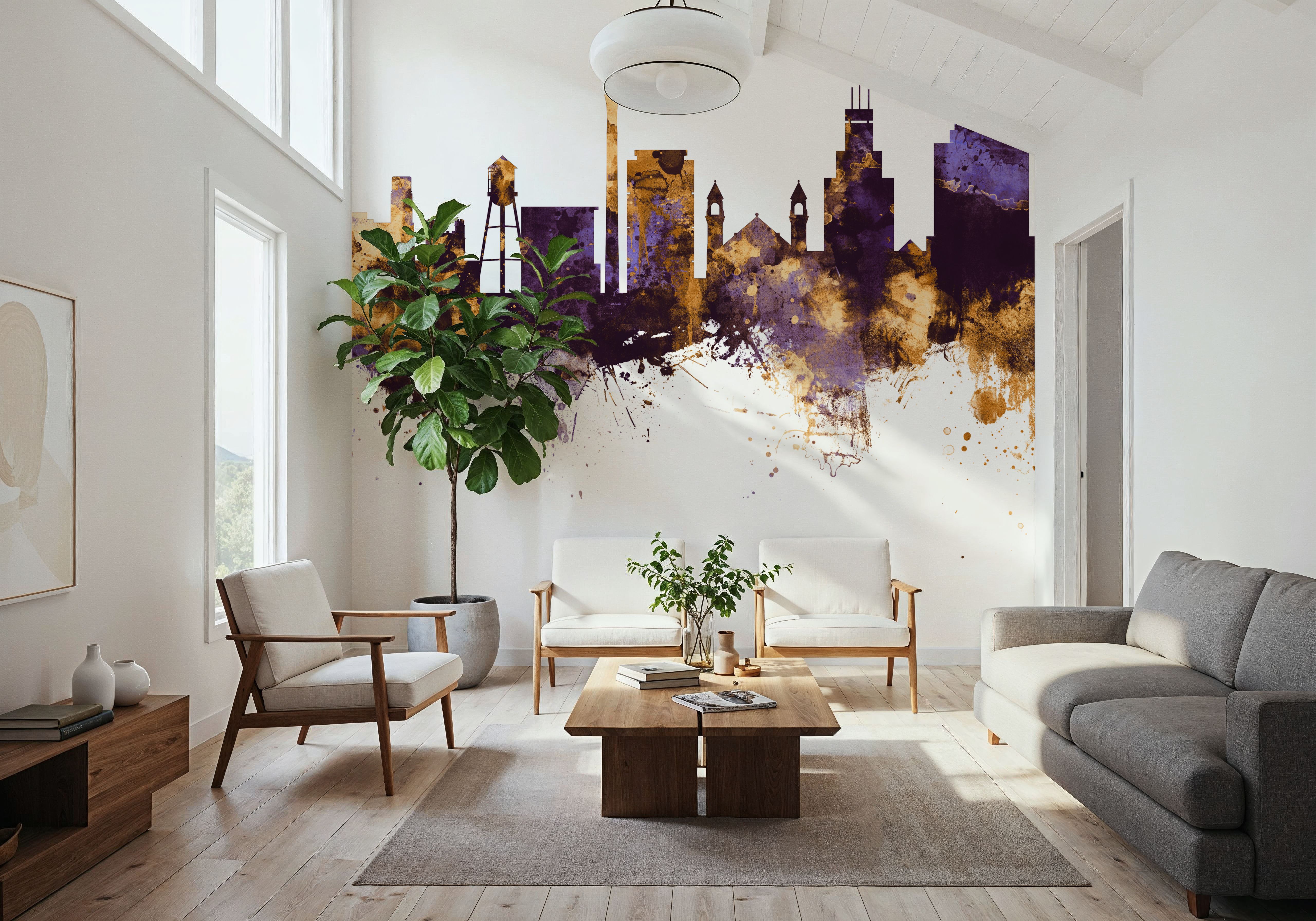 Durham North Carolina Skyline Purple & Gold